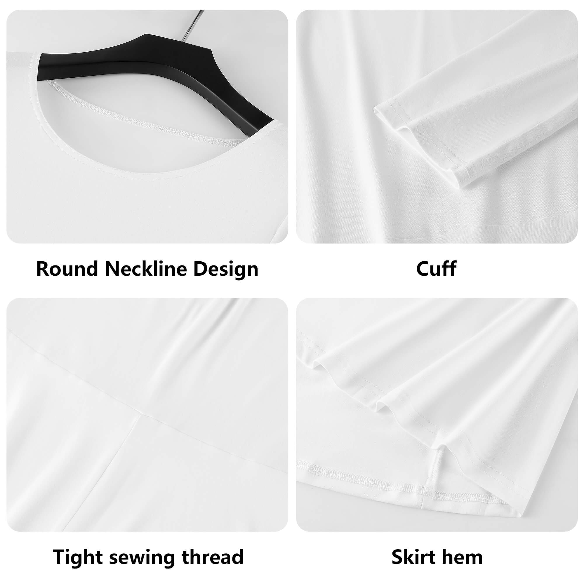 Women's Round Neck Long Sleeve Ruffle Boho Chic Dress