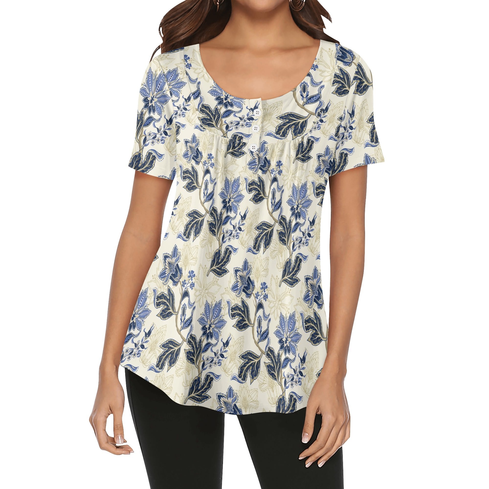 Blusa Floral Vintage con Botones Delicados