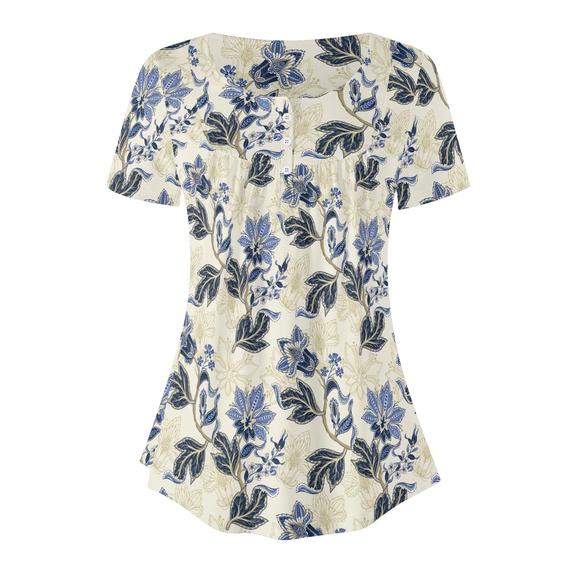 Blusa Floral Vintage con Botones Delicados