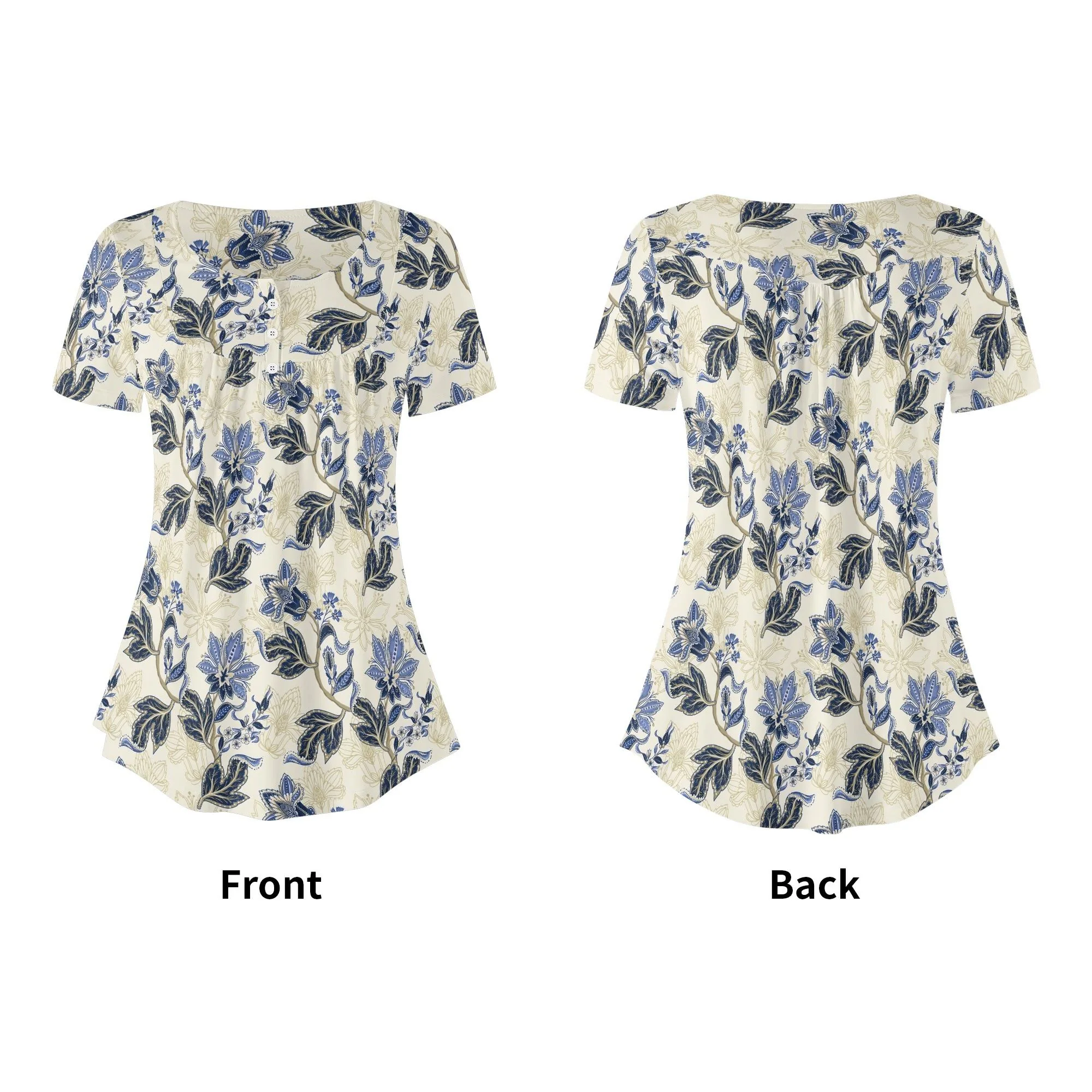 Blusa Floral Vintage con Botones Delicados