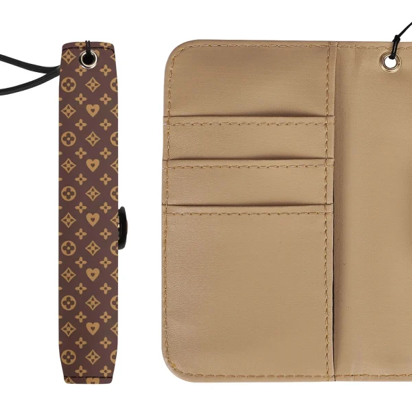 Funda Flip Marrón Premium en piel sintética con diseño en tonos marrón oscuro y dorado.