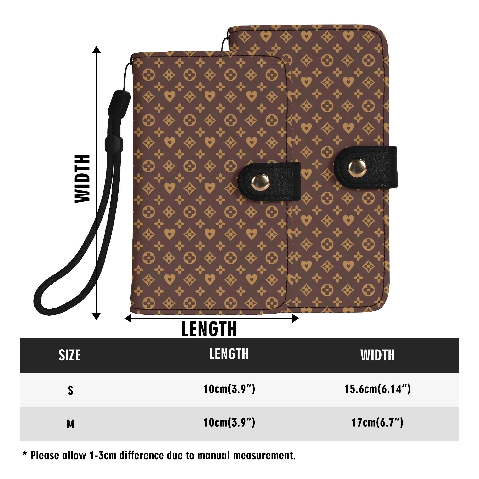 Funda Flip Marrón Premium en piel sintética con diseño en tonos marrón oscuro y dorado.