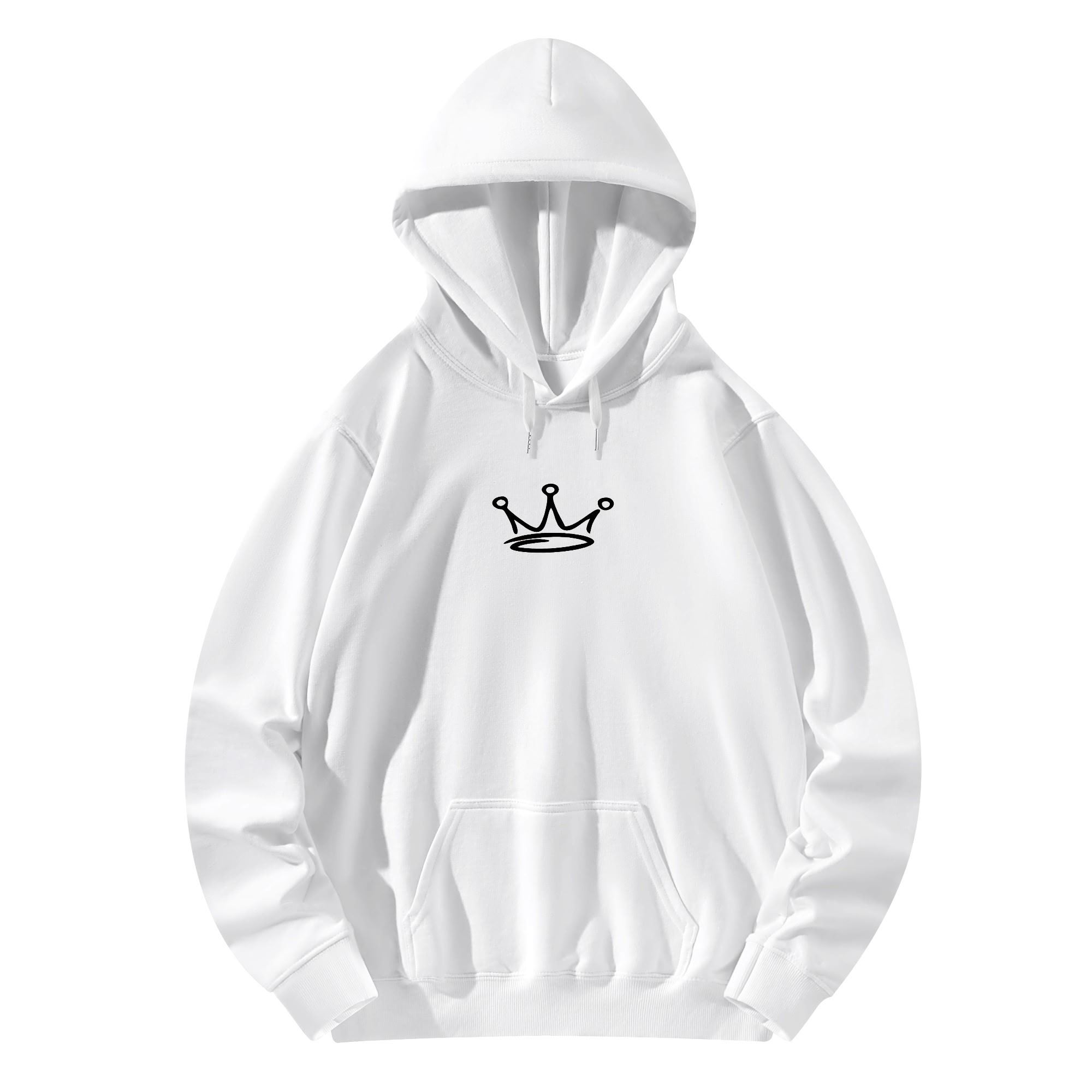 Sudadera blanca y gris con estampado frontal de oso rebelde, gafas pixeladas y lema 'NO MORE RULES' en marco rosa dinámico.