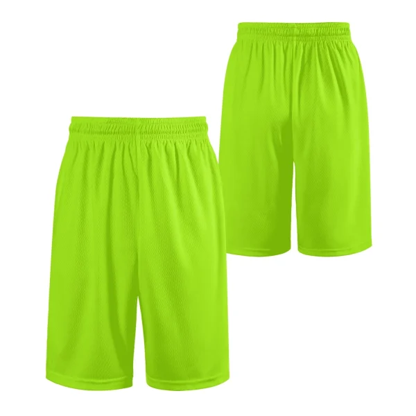 Shorts Verdes Activos - Shorts de malla ligeros y transpirables, color verde neón, diseño moderno y cómodo.