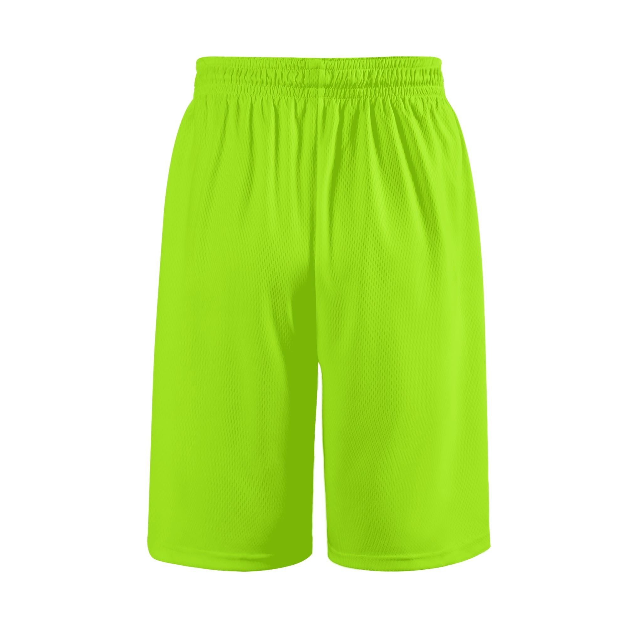 Shorts Verdes Activos - Shorts de malla ligeros y transpirables, color verde neón, diseño moderno y cómodo.