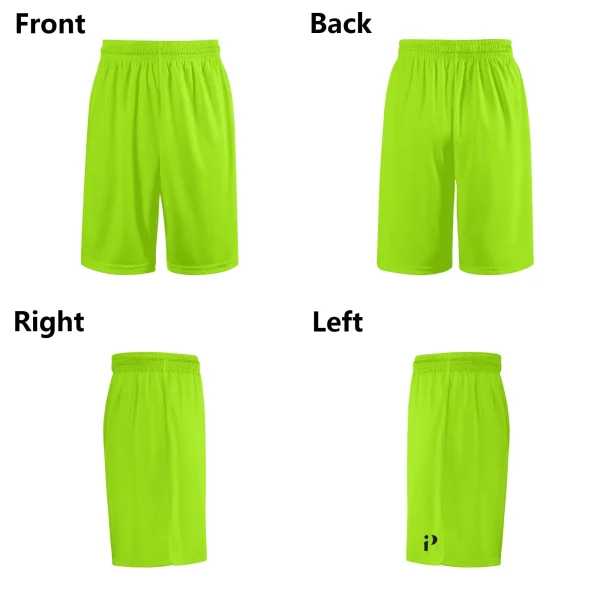 Shorts Verdes Activos - Shorts de malla ligeros y transpirables, color verde neón, diseño moderno y cómodo.