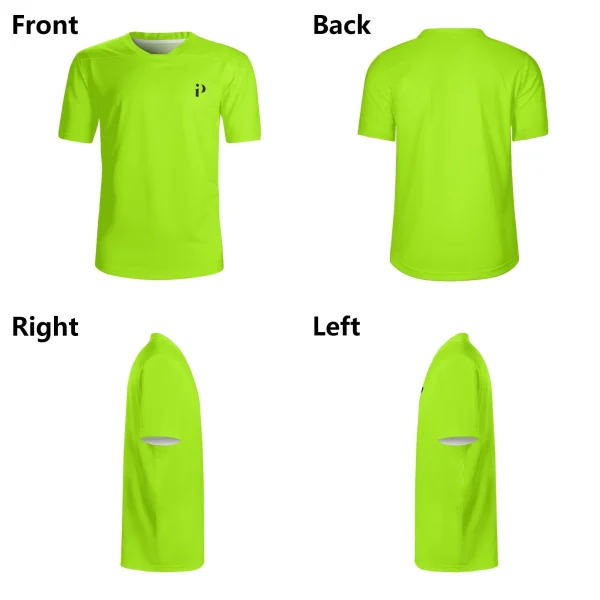 Camiseta Fluor Activa en vibrante verde neón, con tejido transpirable y diseño ergonómico para un ajuste cómodo y versátil.