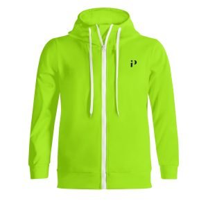 Sudadera Neon Zip con cremallera completa y capucha en vibrante verde neón.