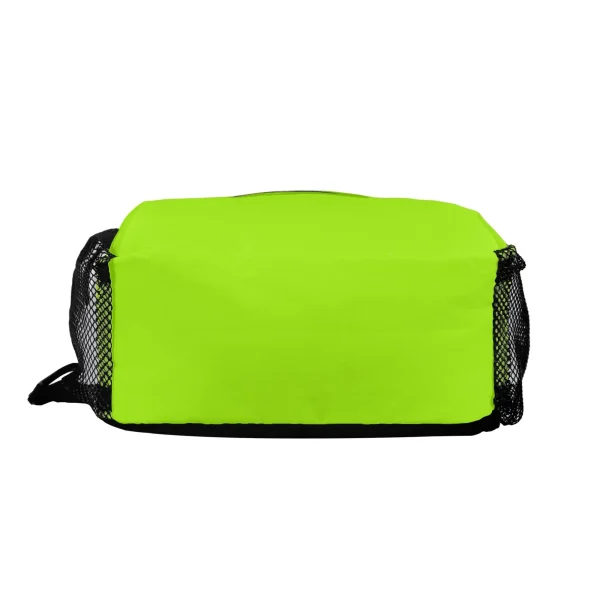 Imagen de la Mochila Neón Activa, una bandolera de diseño urbano en vibrante color verde neón, con bolsillos laterales de malla, compartimento frontal con cremallera y correa ajustable para un ajuste ergonómico y cómodo.
