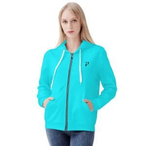 Imagen de la Sudadera Azul Active, sudadera con cremallera en color azul turquesa brillante, con capucha y bolsillo canguro.