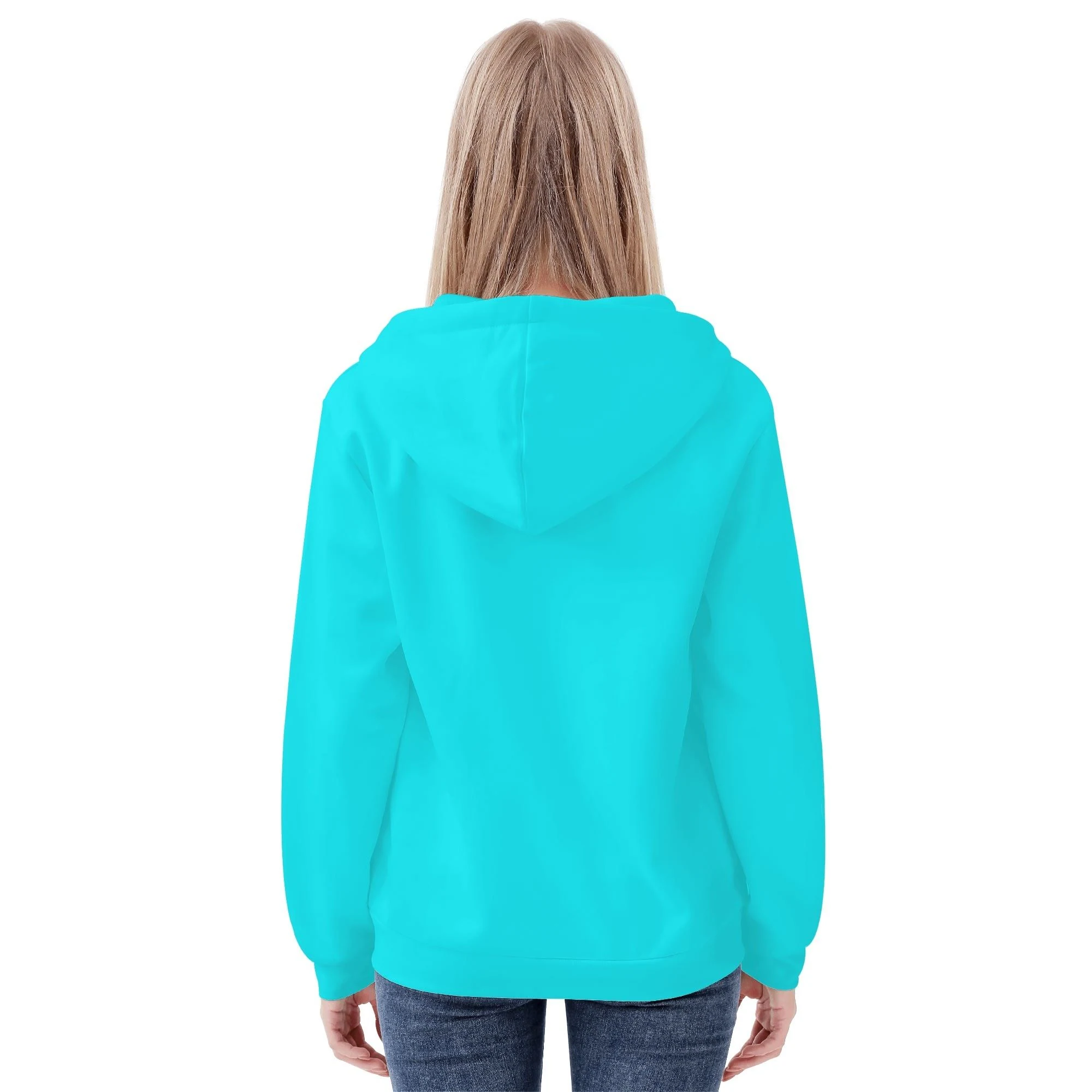 Imagen de la Sudadera Azul Active, sudadera con cremallera en color azul turquesa brillante, con capucha y bolsillo canguro.