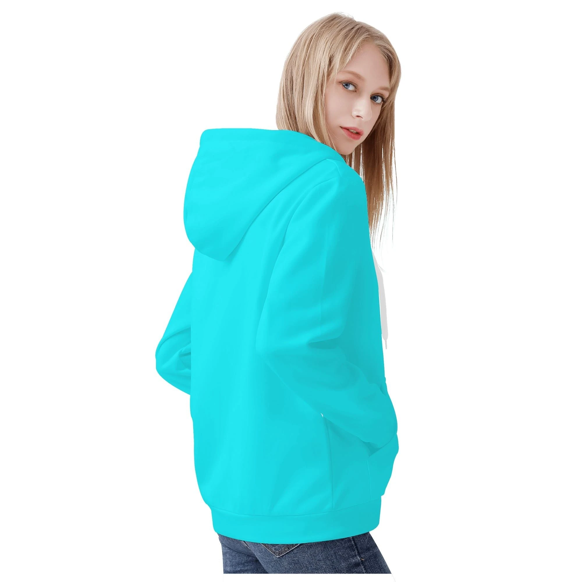 Imagen de la Sudadera Azul Active, sudadera con cremallera en color azul turquesa brillante, con capucha y bolsillo canguro.