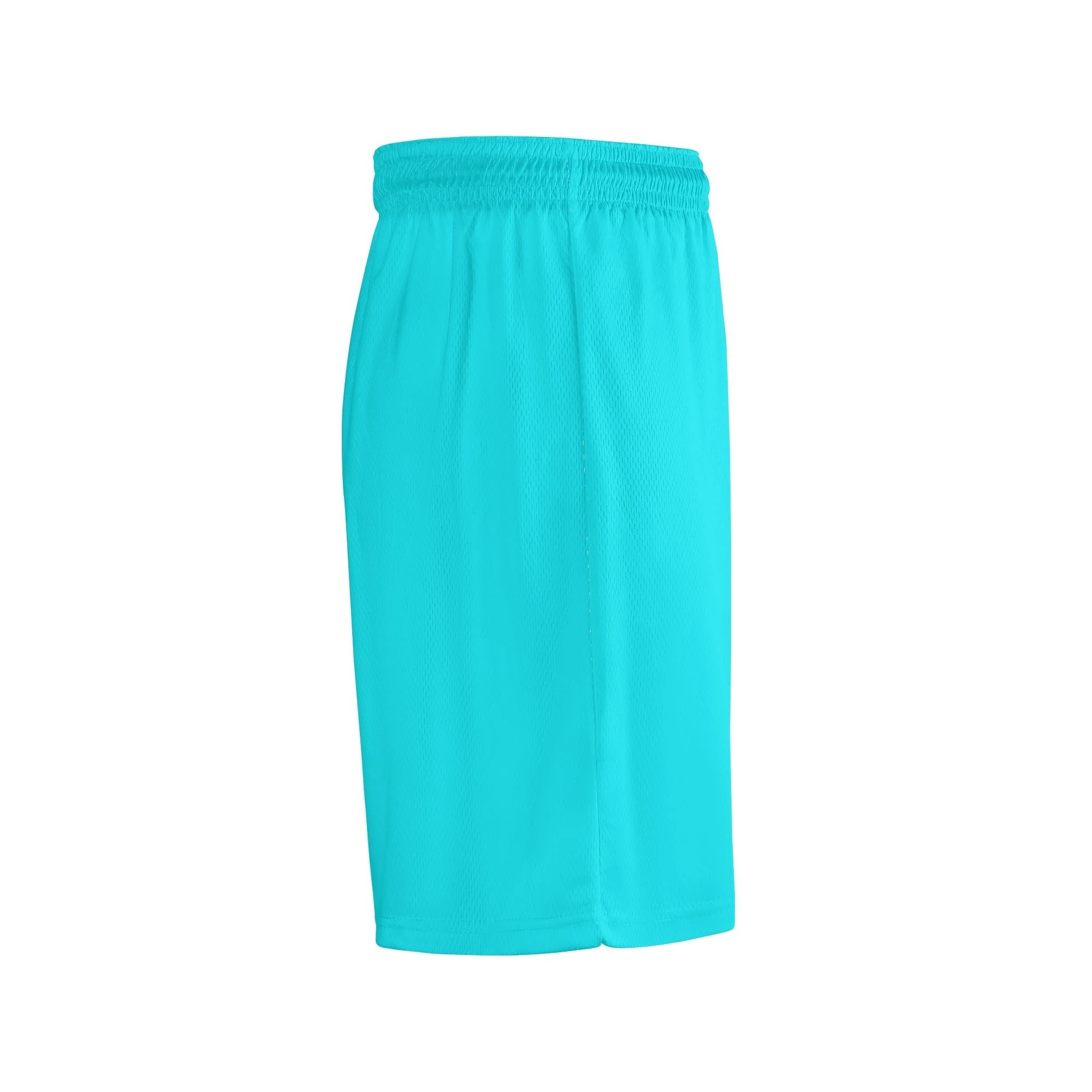 Shorts deportivos turquesa para hombre, de malla ligera y transpirable, con cintura ajustable.