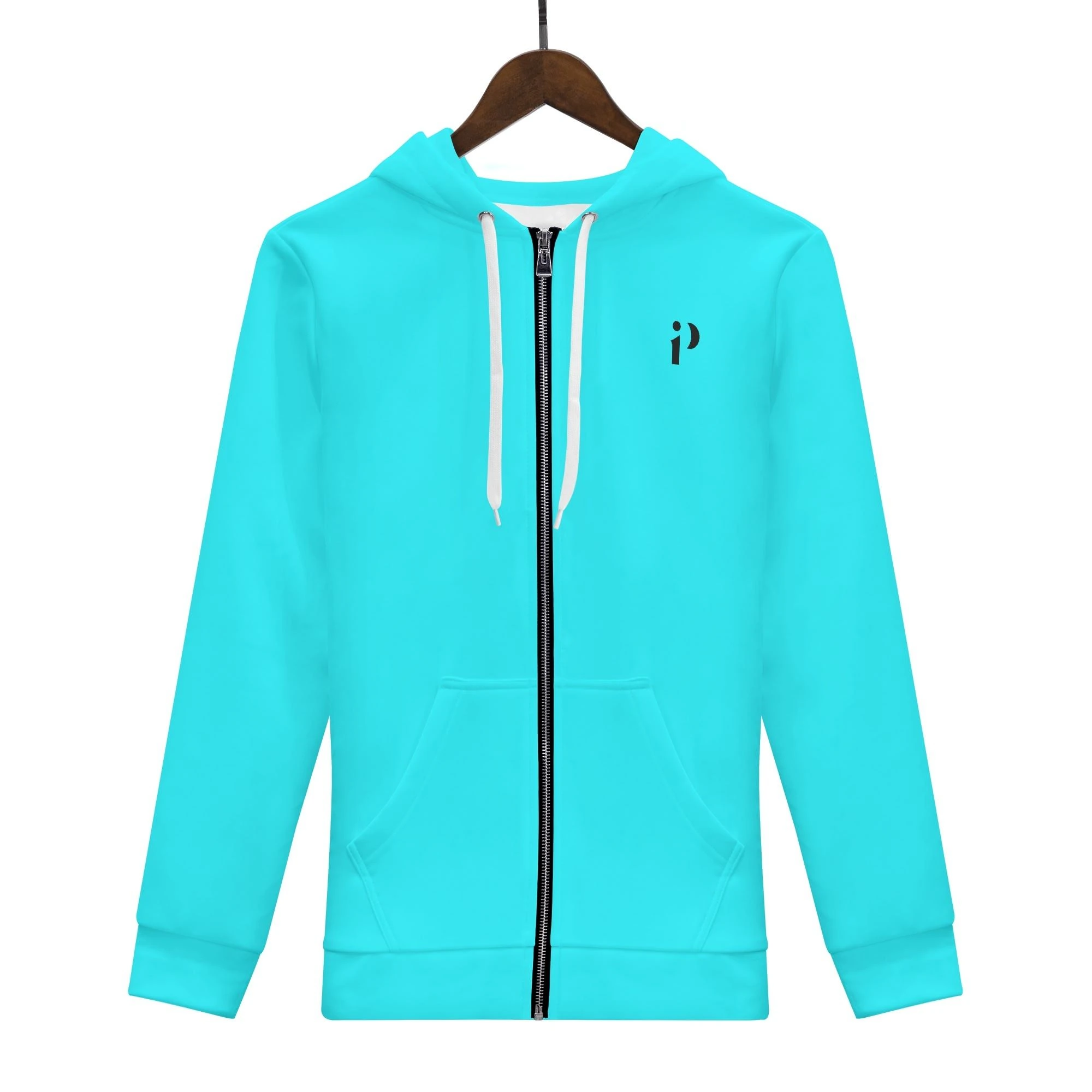 Imagen de la Sudadera Azul Active, sudadera con cremallera en color azul turquesa brillante, con capucha y bolsillo canguro.