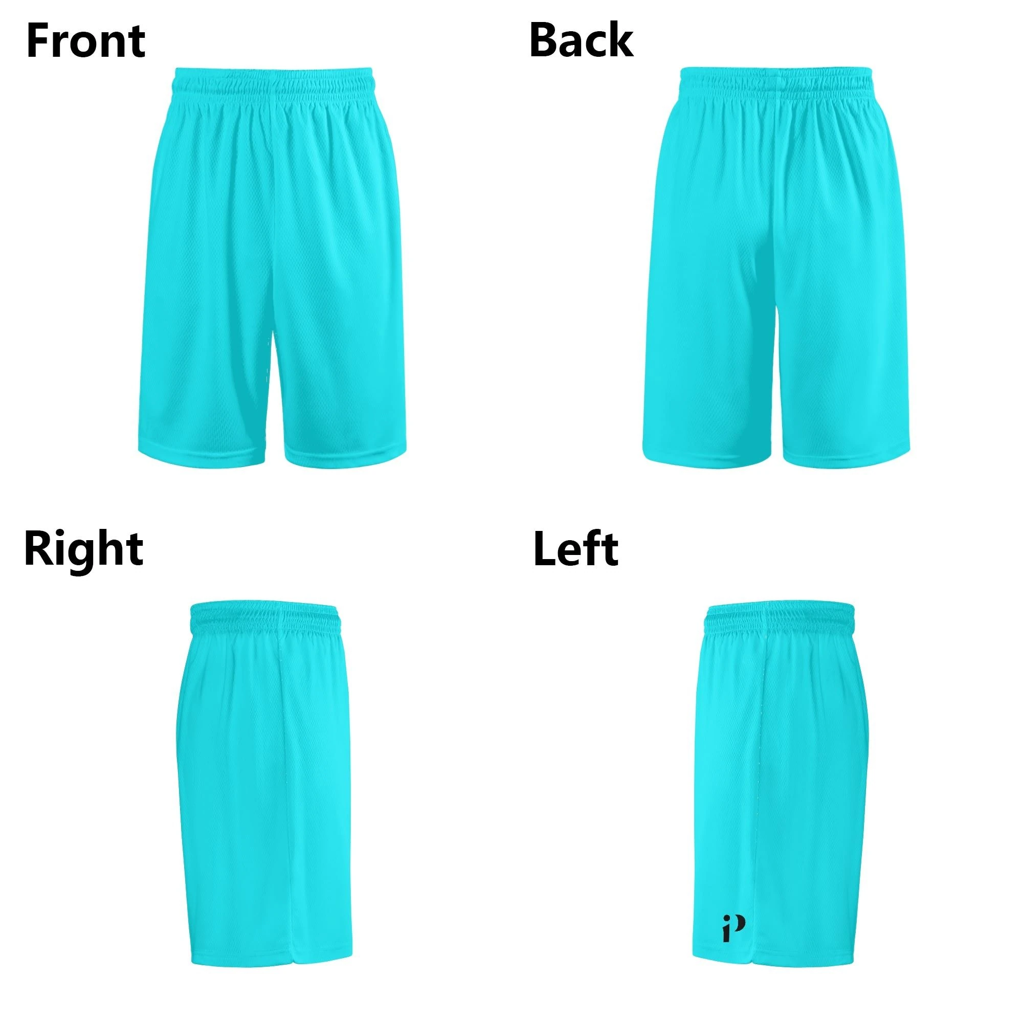 Shorts deportivos turquesa para hombre, de malla ligera y transpirable, con cintura ajustable.