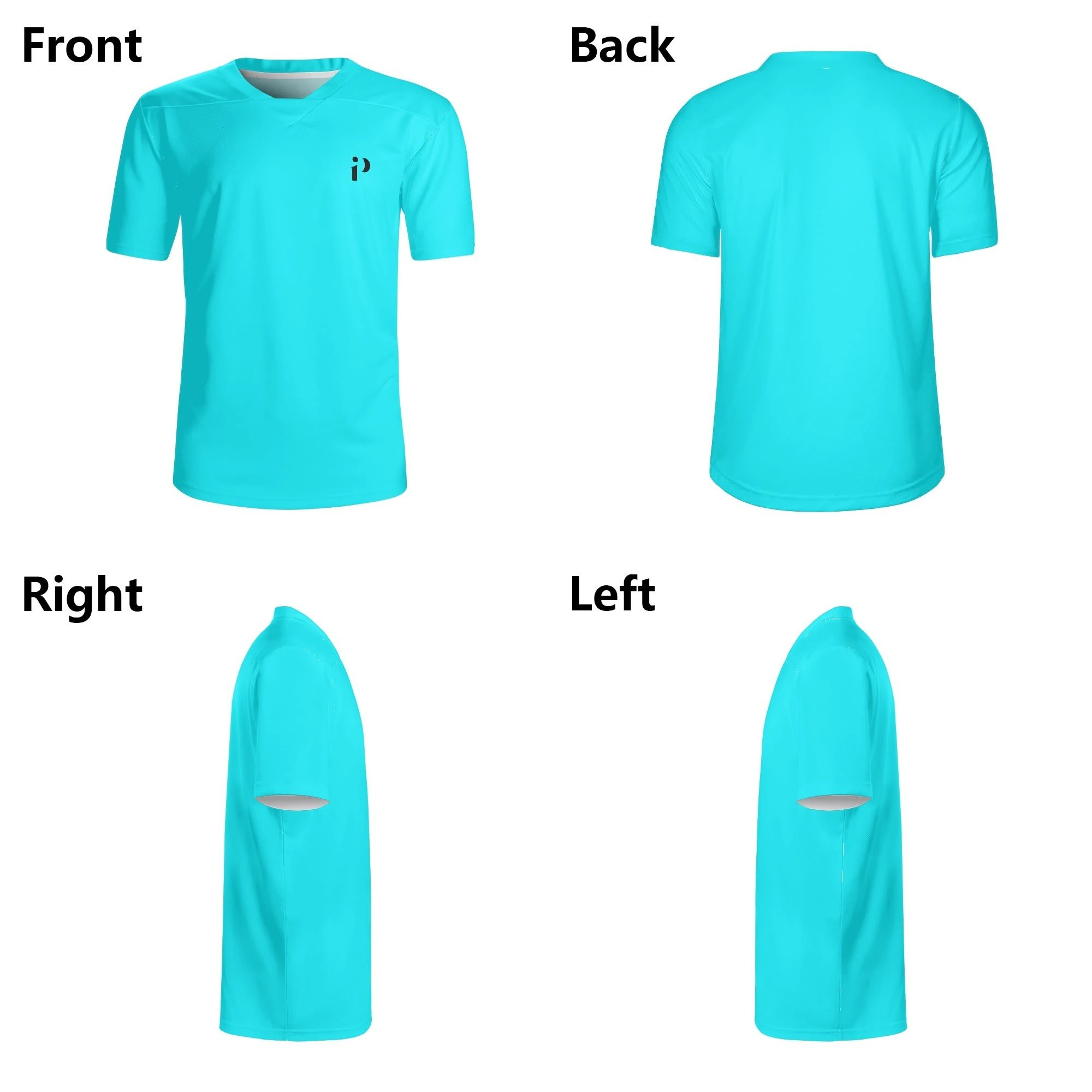 Camiseta Turquesa iP en fondo negro.