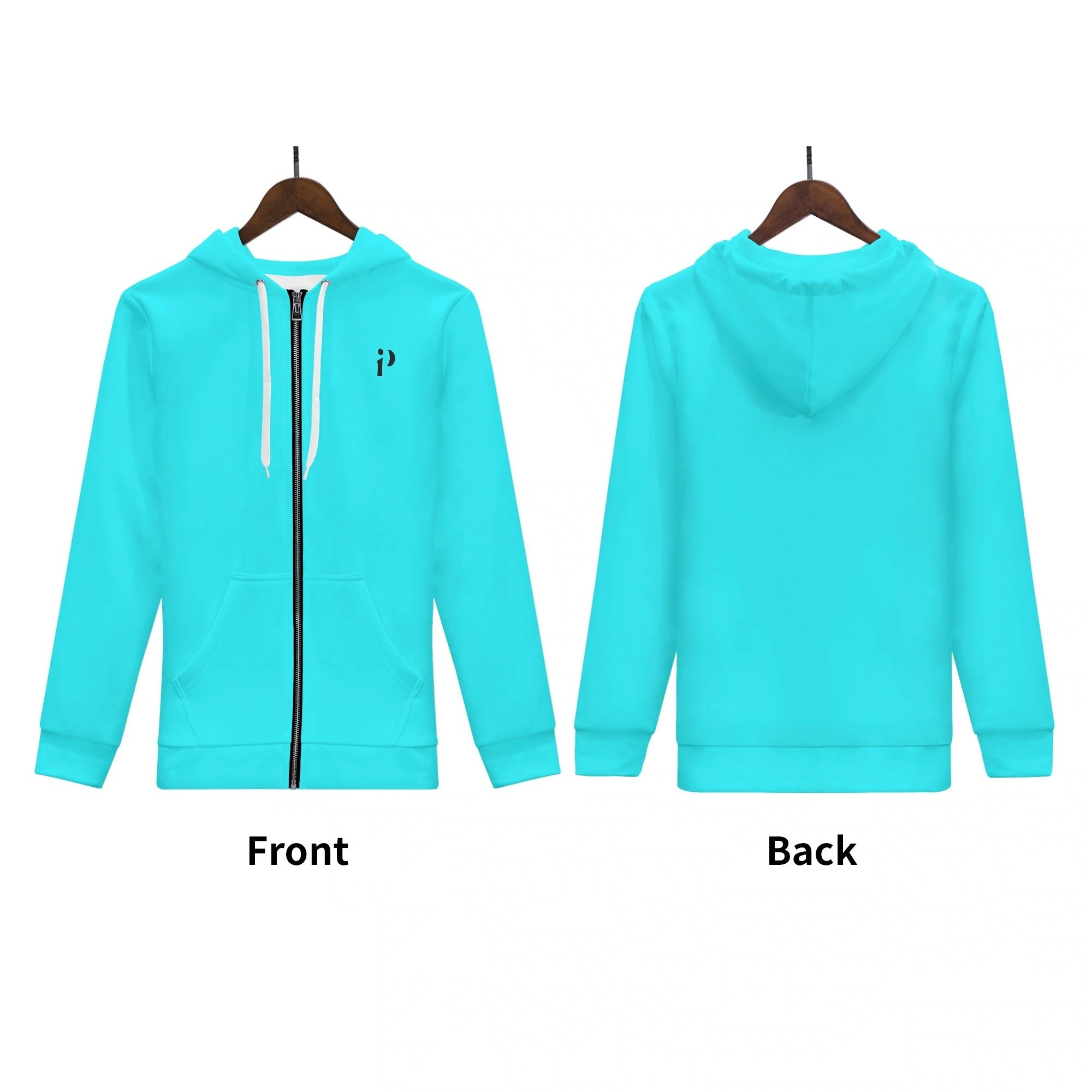 Imagen de la Sudadera Azul Active, sudadera con cremallera en color azul turquesa brillante, con capucha y bolsillo canguro.