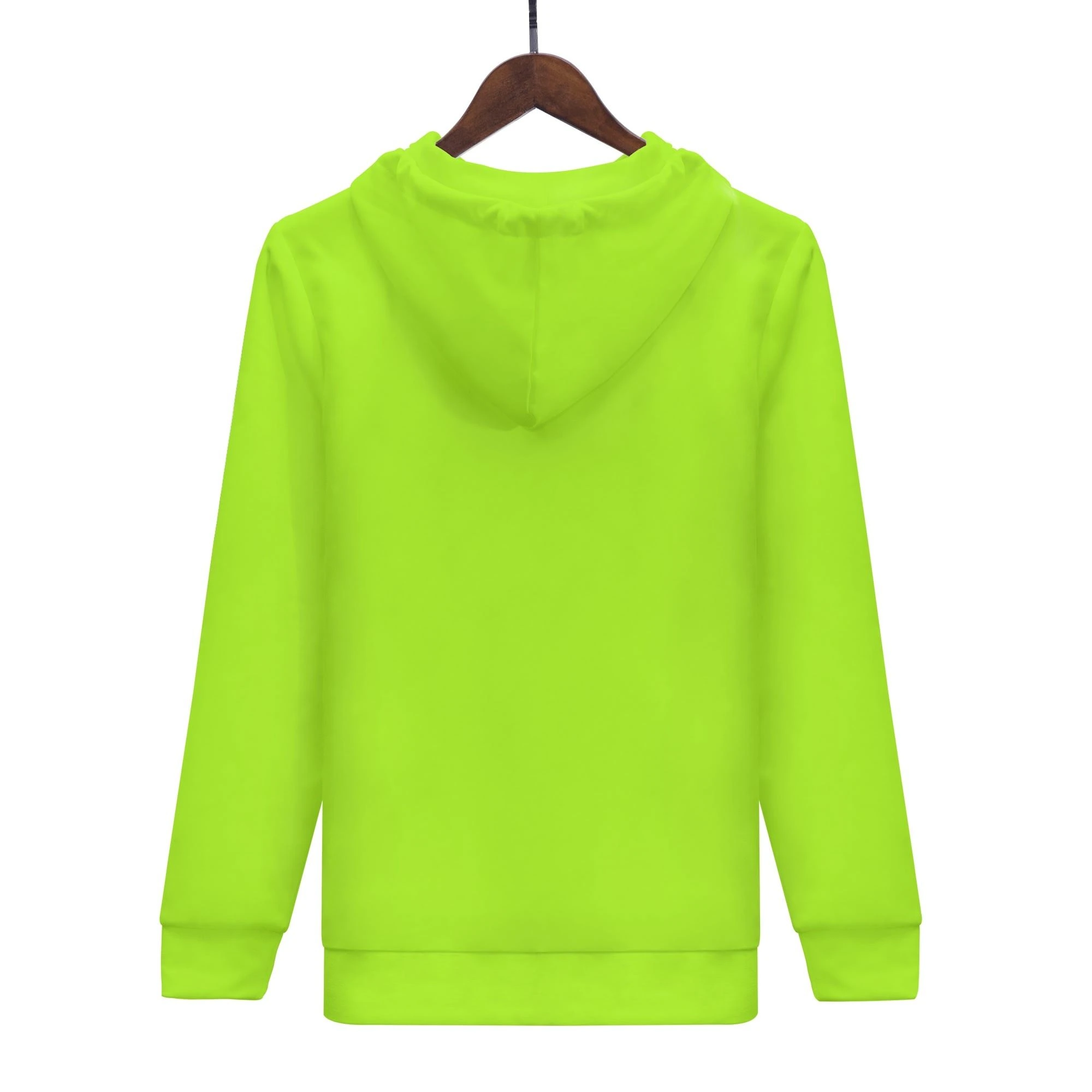 Sudadera con capucha CozyFit en color verde neón con cremallera comple