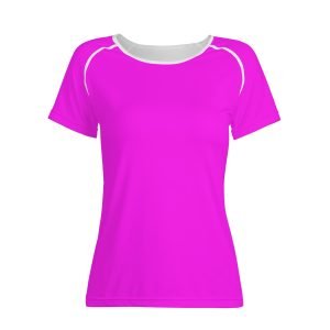 Camiseta Fucsia Sporty con estampado integral en color magenta brillante, confeccionada en poliéster y elastano, con ajuste flexible y cómodo.