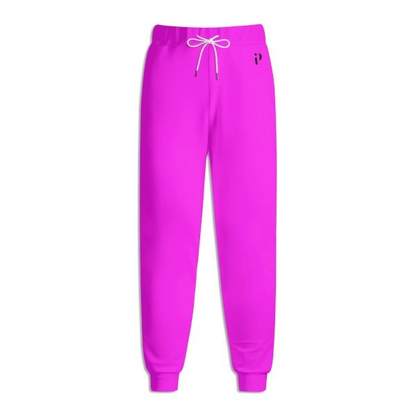Joggers unisex en color magenta brillante con cinturilla elástica y cordón ajustable, confeccionados con una mezcla de algodón y poliéster para máxima comodidad y durabilidad.
