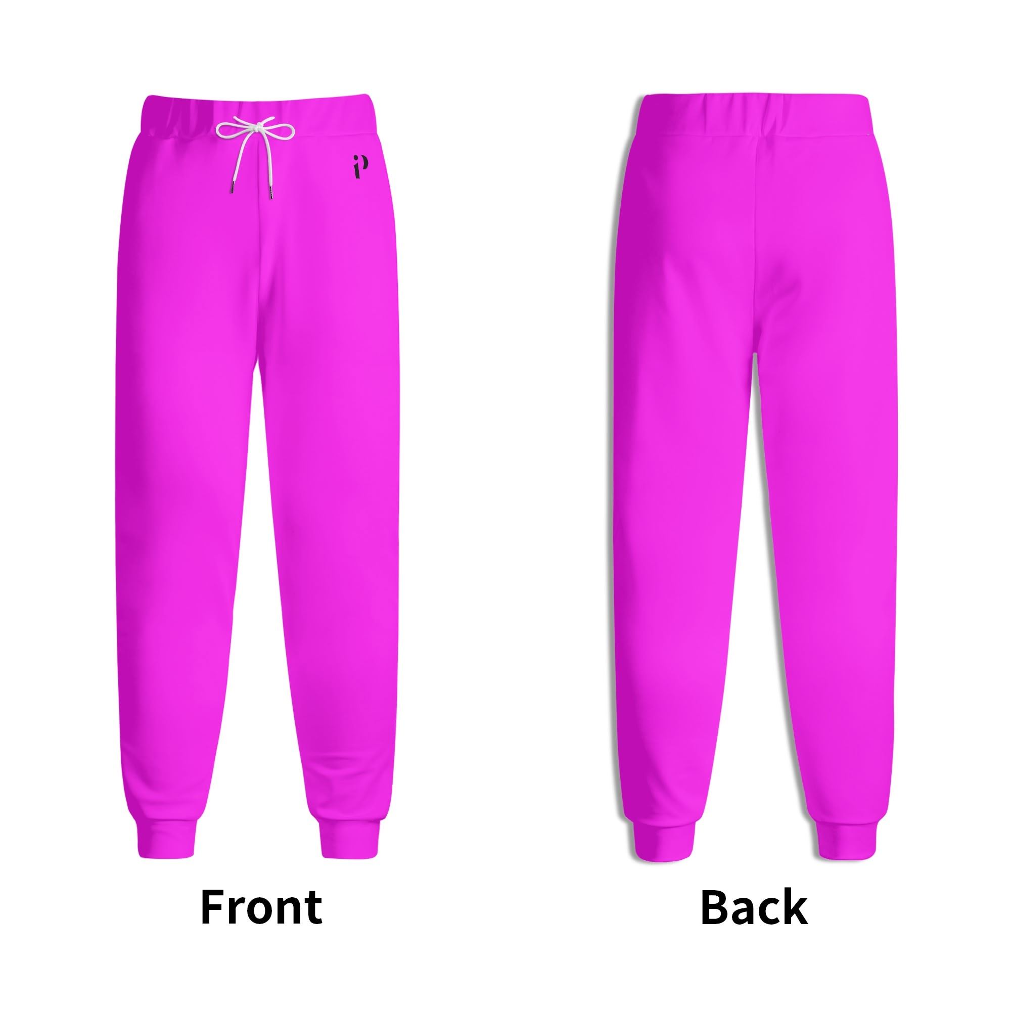 Joggers unisex en color magenta brillante con cinturilla elástica y cordón ajustable, confeccionados con una mezcla de algodón y poliéster para máxima comodidad y durabilidad.