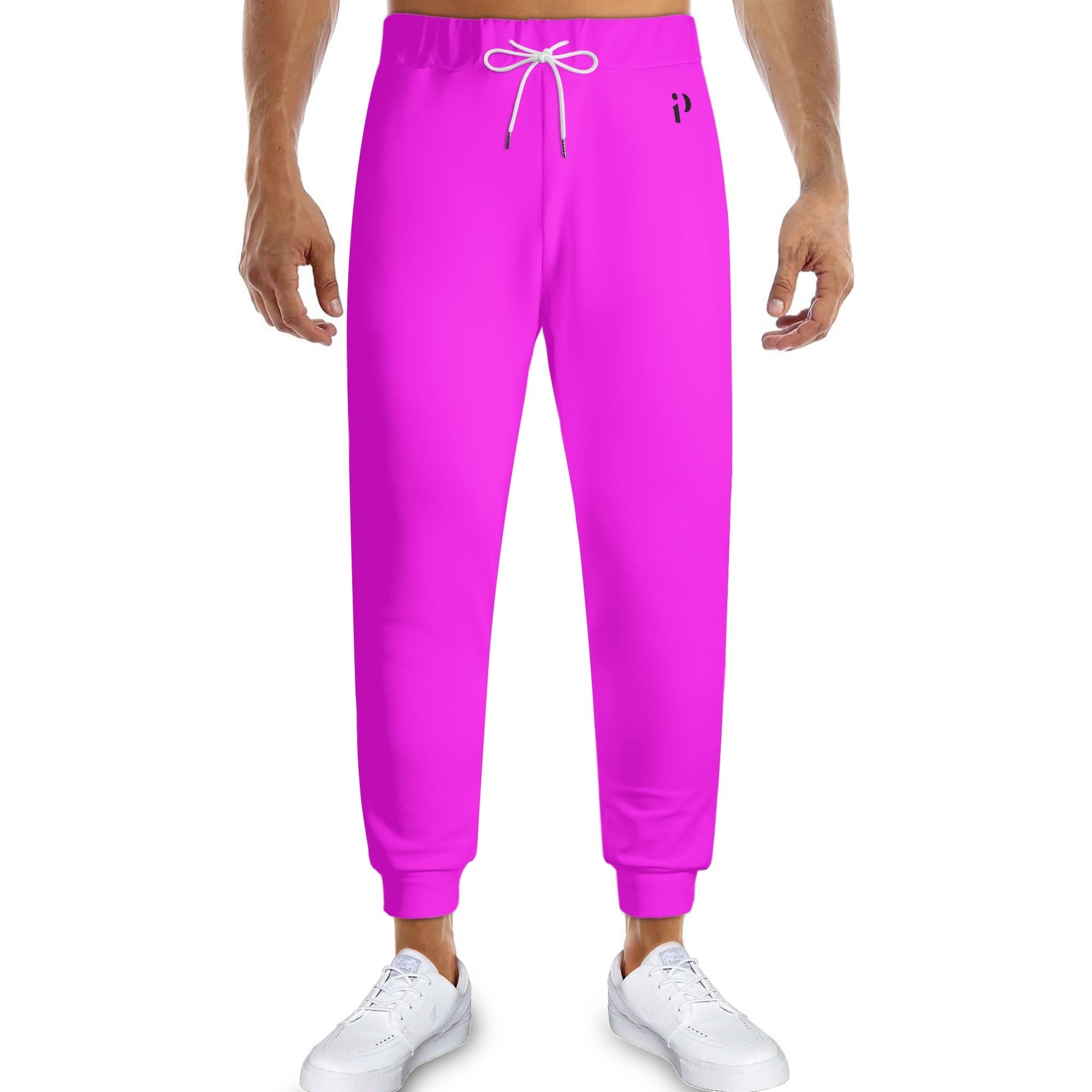 Joggers unisex en color magenta brillante con cinturilla elástica y cordón ajustable, confeccionados con una mezcla de algodón y poliéster para máxima comodidad y durabilidad.