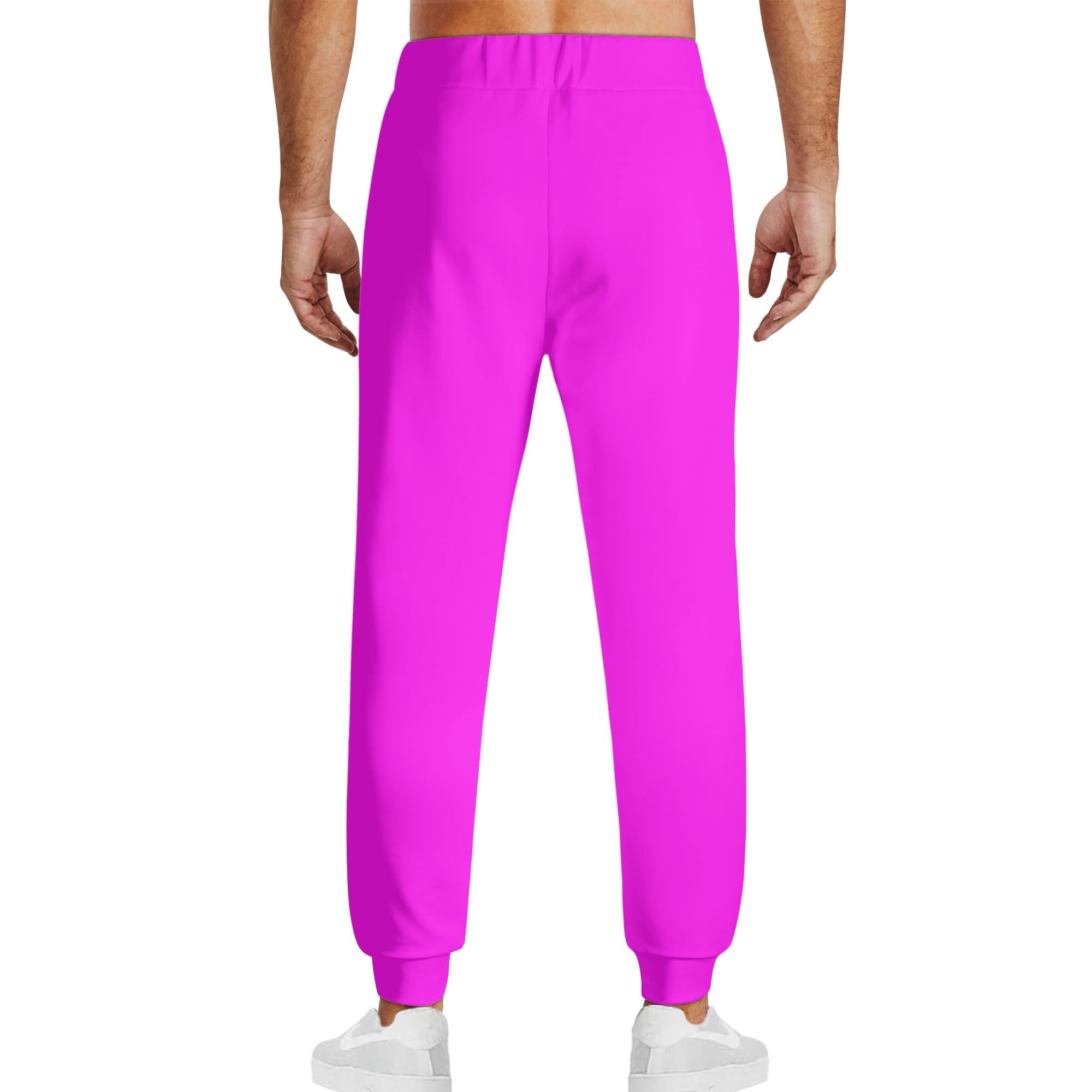 Joggers unisex en color magenta brillante con cinturilla elástica y cordón ajustable, confeccionados con una mezcla de algodón y poliéster para máxima comodidad y durabilidad.