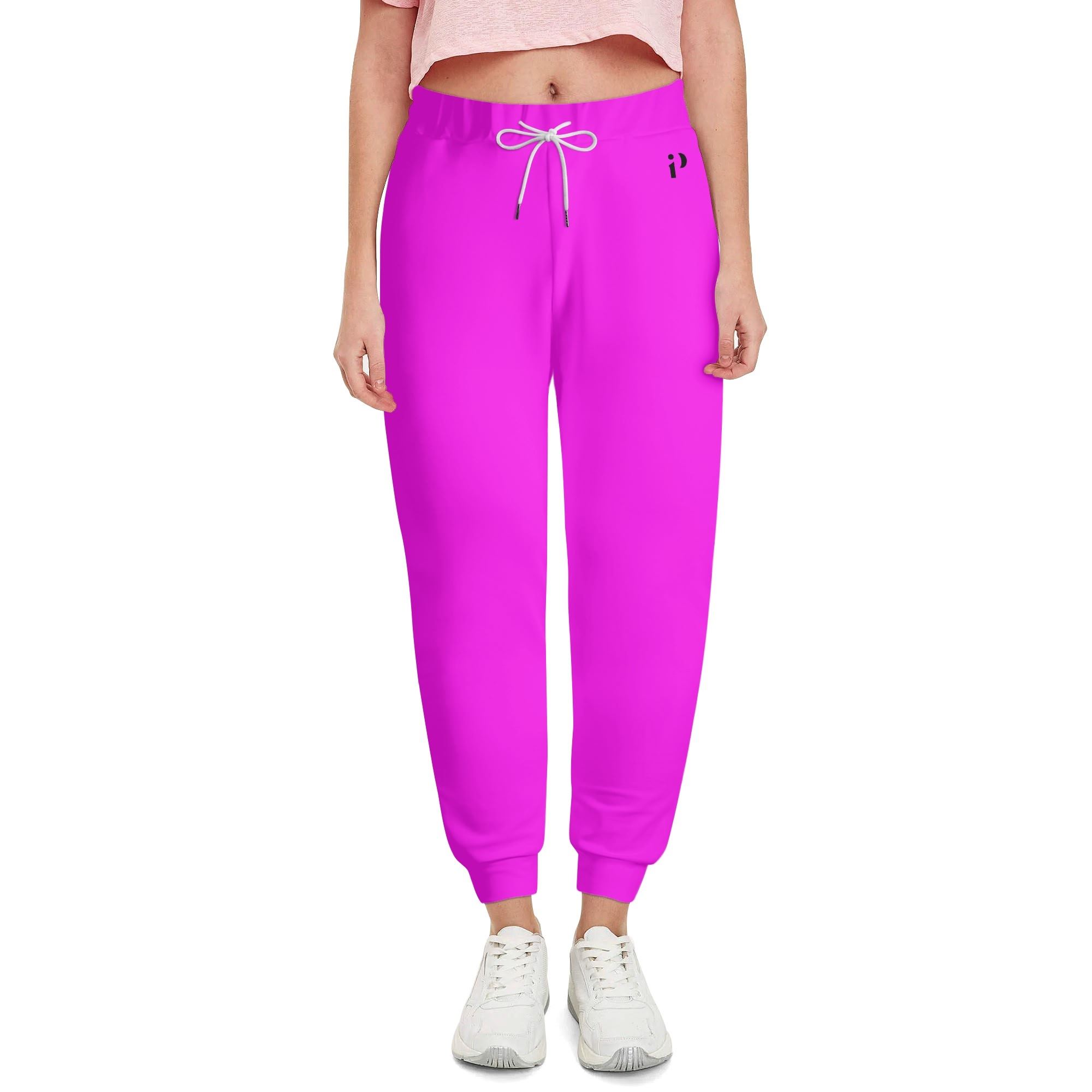Joggers unisex en color magenta brillante con cinturilla elástica y cordón ajustable, confeccionados con una mezcla de algodón y poliéster para máxima comodidad y durabilidad.