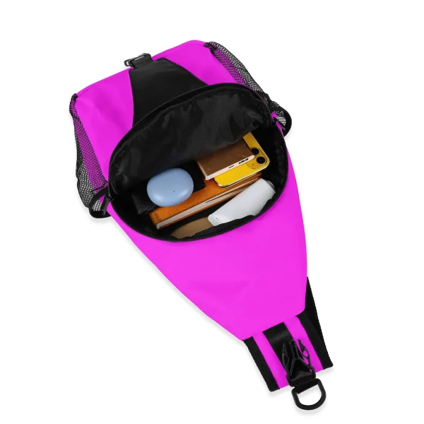 Mochila unisex en color magenta brillante, perfecta para uso diario.