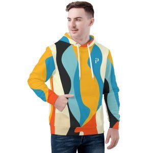 Vista frontal de la sudadera "Energía Urbana" con diseño all over print.