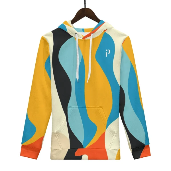 Vista frontal de la sudadera "Energía Urbana" con diseño all over print.
