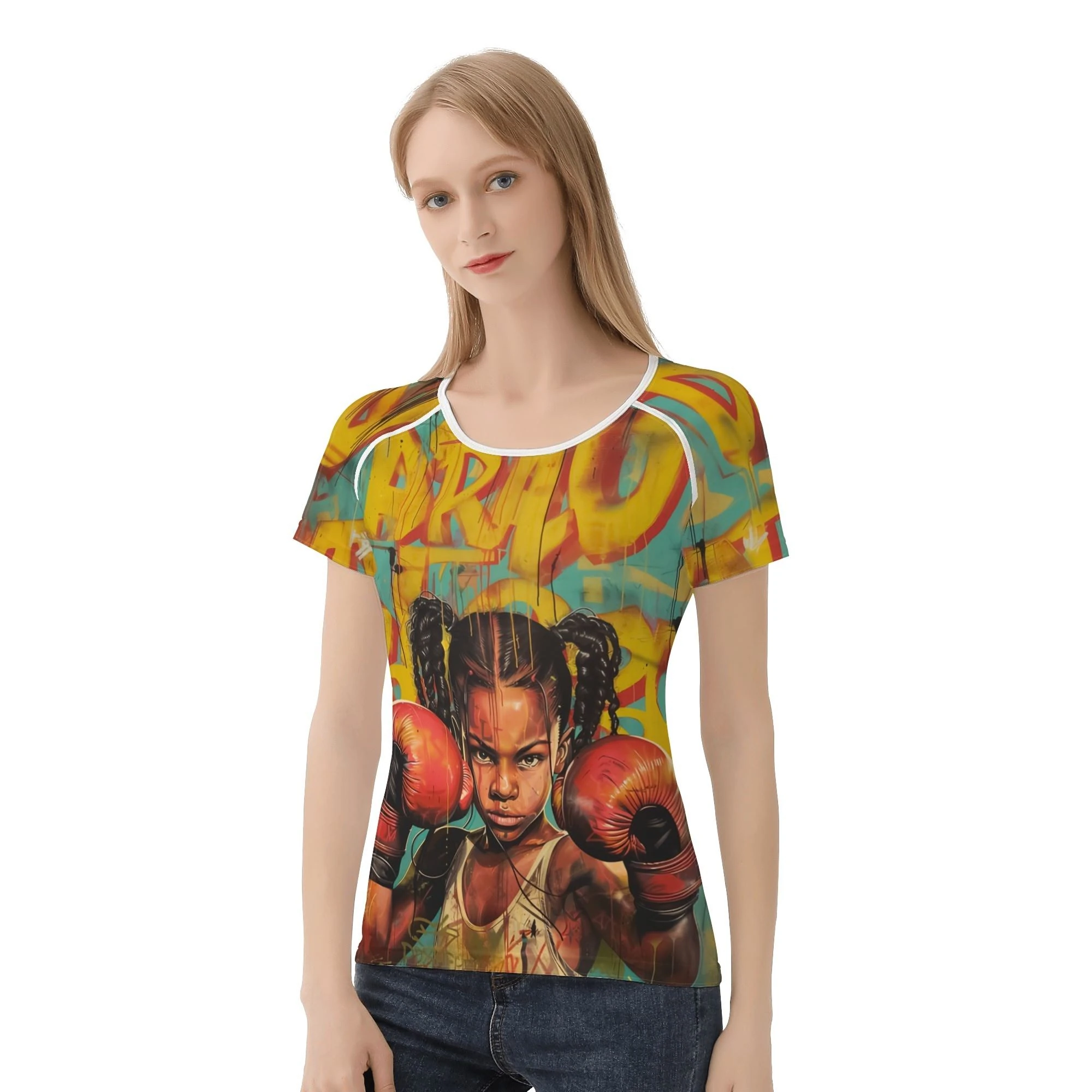 Camiseta Little Fighter mujer con diseño gráfico all-over