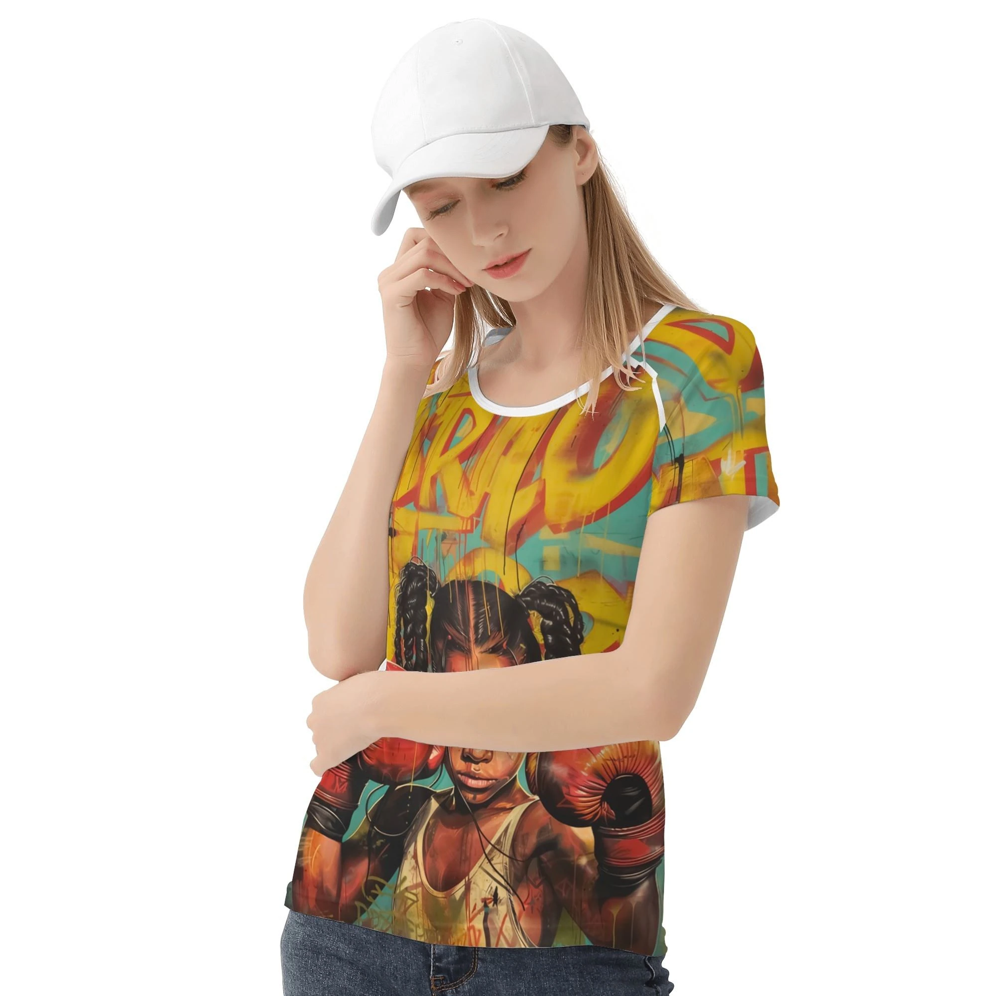 Camiseta Little Fighter mujer con diseño gráfico all-over