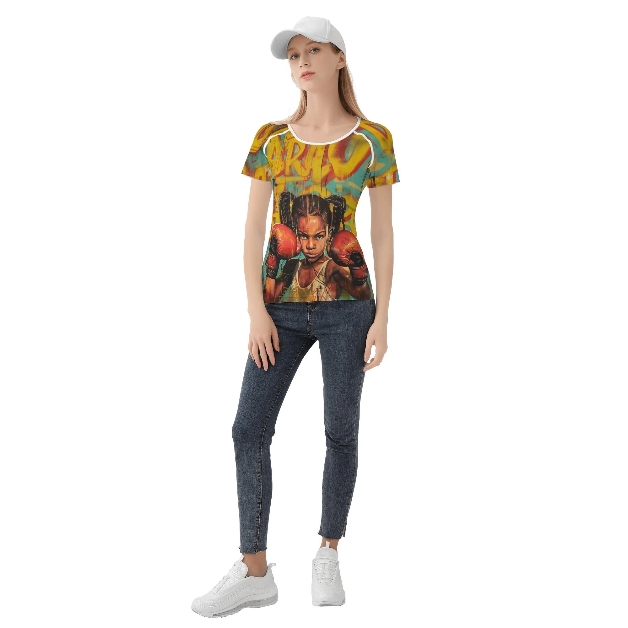 Camiseta Little Fighter mujer con diseño gráfico all-over