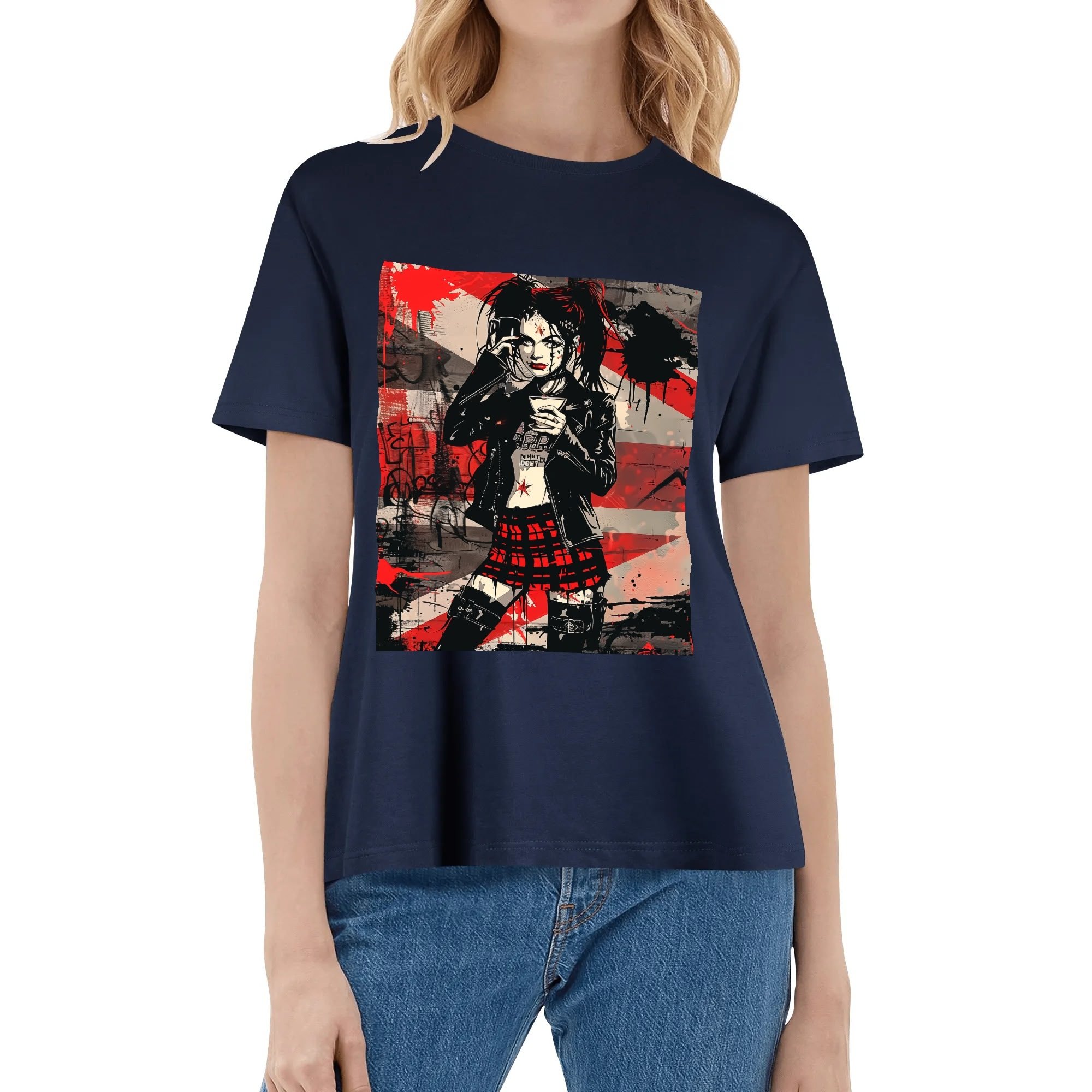 Camiseta mujer con diseño alternativo “Sweet But Fearless” frontal y trasero