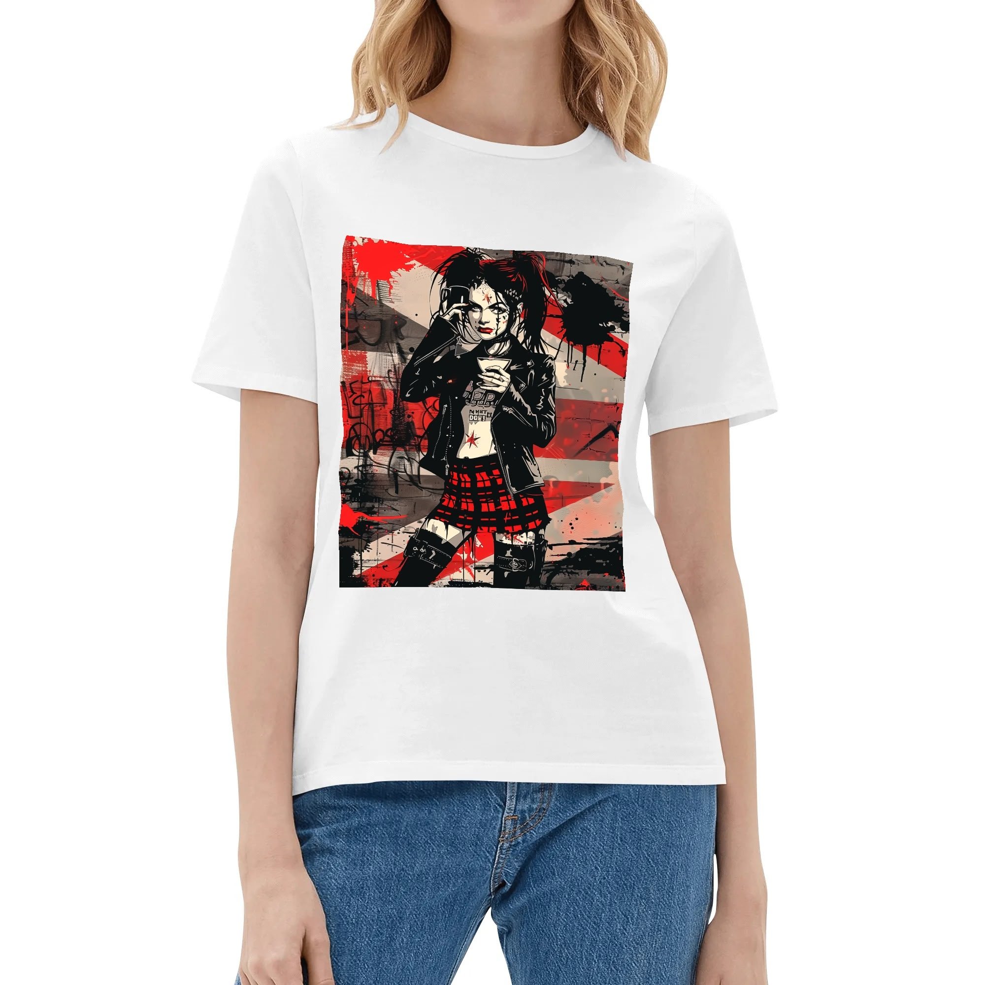 Camiseta mujer con diseño alternativo “Sweet But Fearless” frontal y trasero