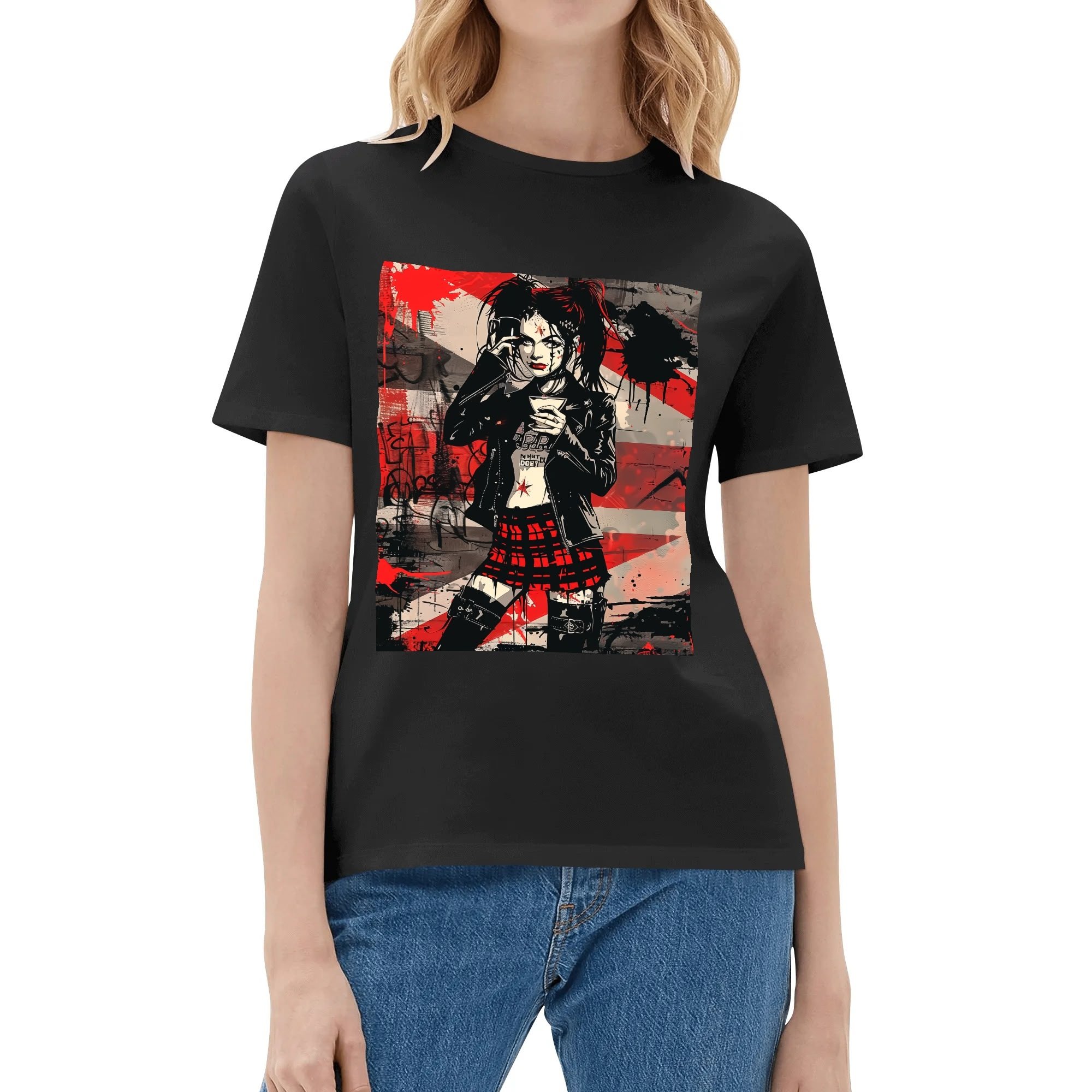 Camiseta mujer con diseño alternativo “Sweet But Fearless” frontal y trasero