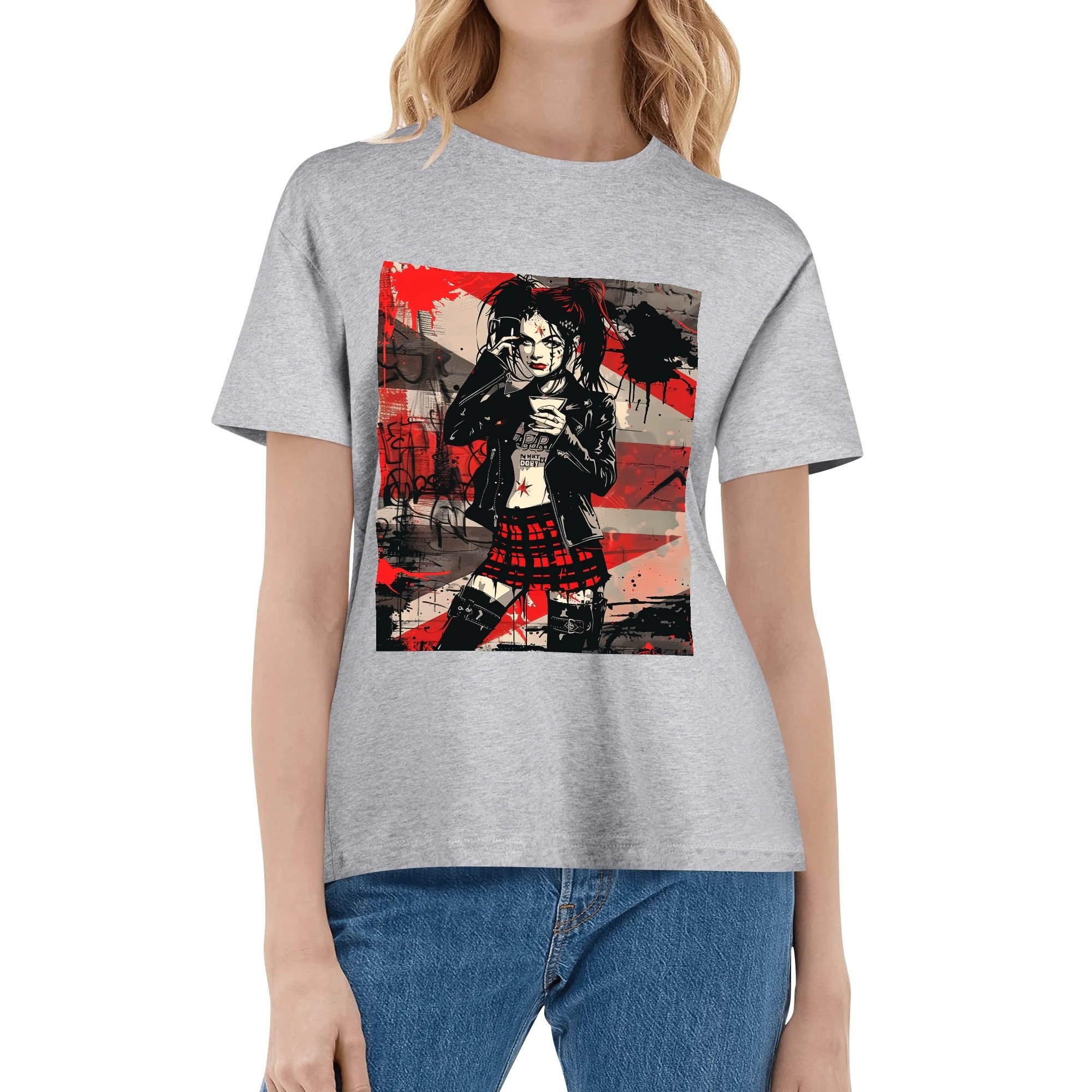Camiseta mujer con diseño alternativo “Sweet But Fearless” frontal y trasero