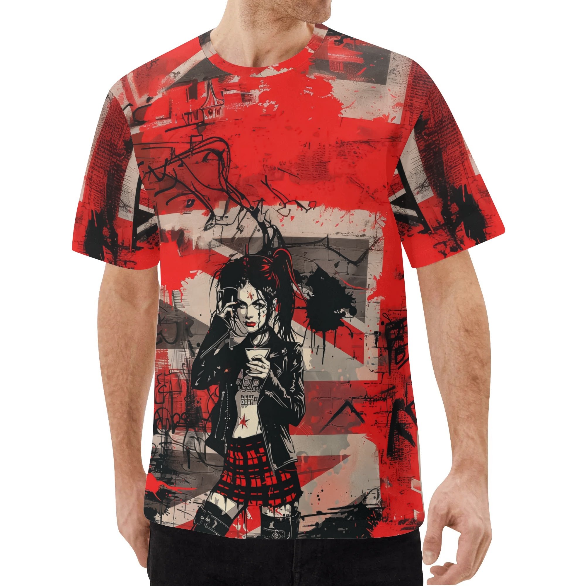 Camiseta hombre Attitude Over Approval con diseño punk urbano all-over y mensaje trasero