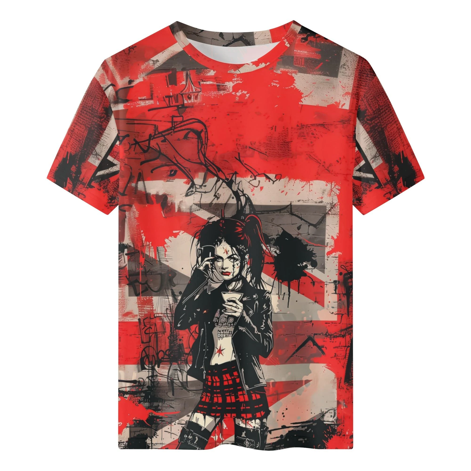 Camiseta hombre Attitude Over Approval con diseño punk urbano all-over y mensaje trasero