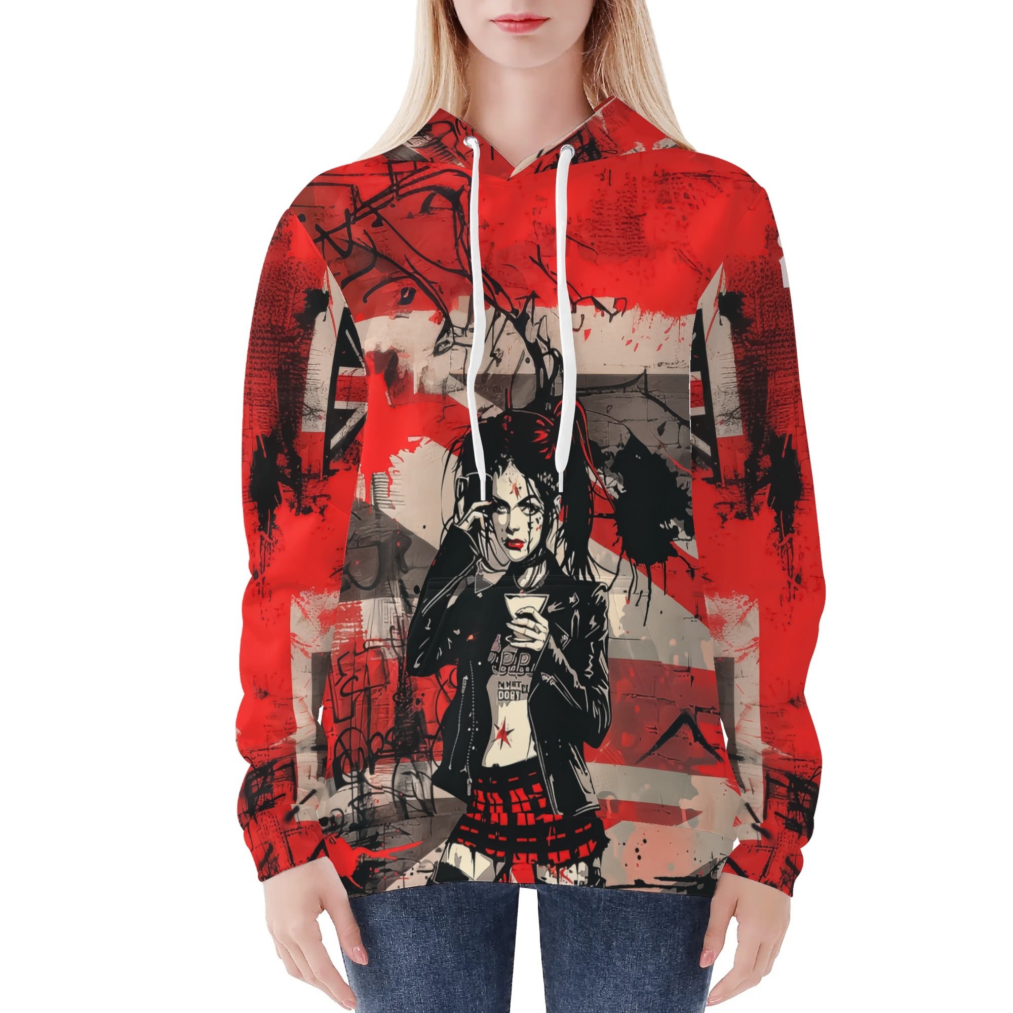 Sudadera de mujer con diseño alternativo “Attitude Over Approval” y forro cálido para invierno