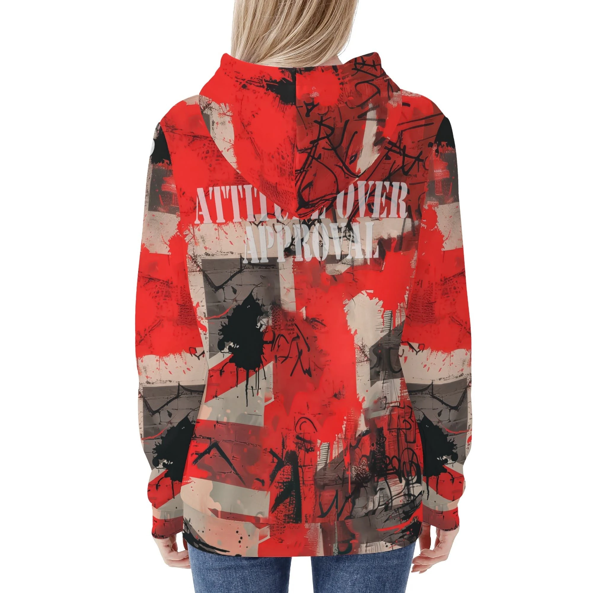 Sudadera de mujer con diseño alternativo “Attitude Over Approval” y forro cálido para invierno