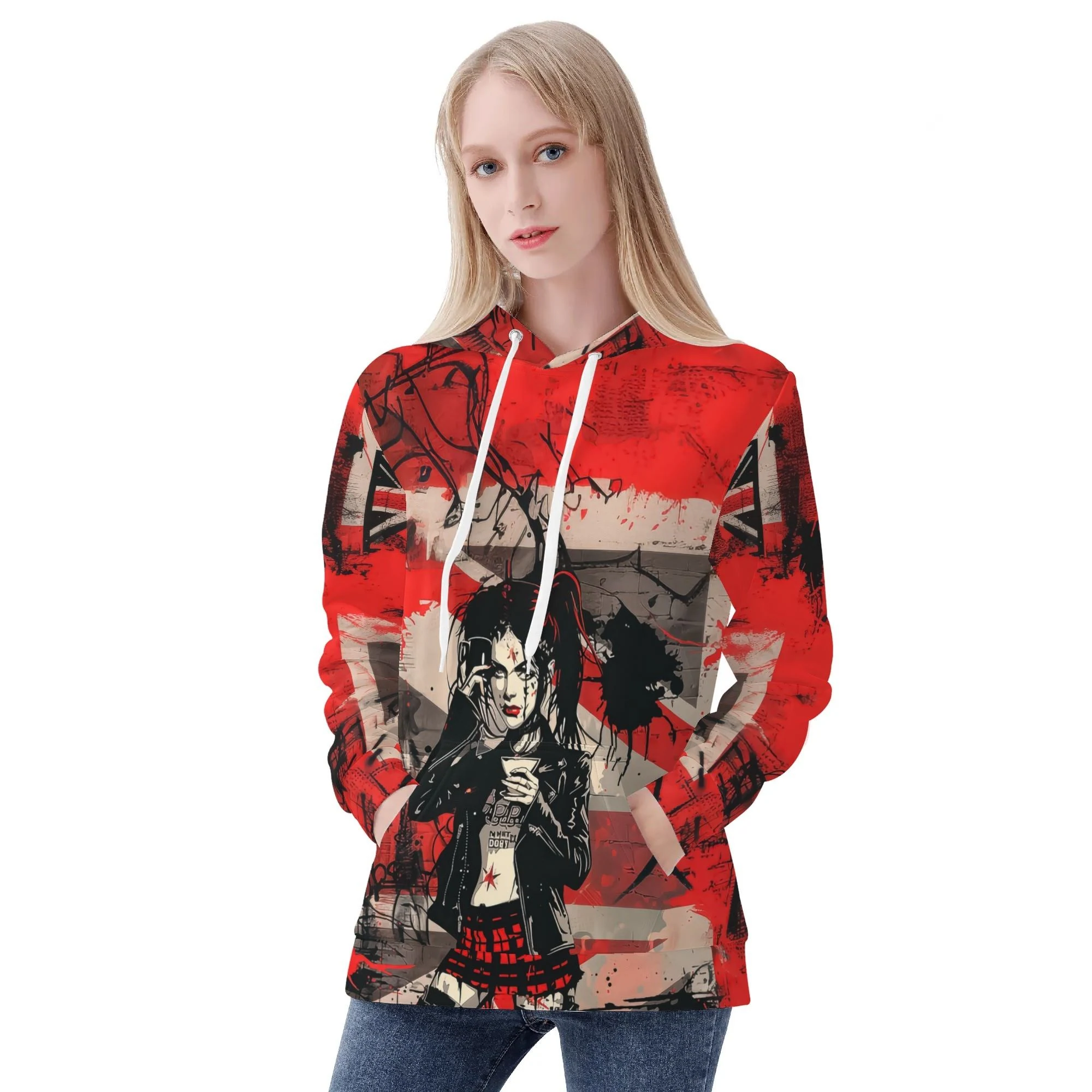 Sudadera de mujer con diseño alternativo “Attitude Over Approval” y forro cálido para invierno