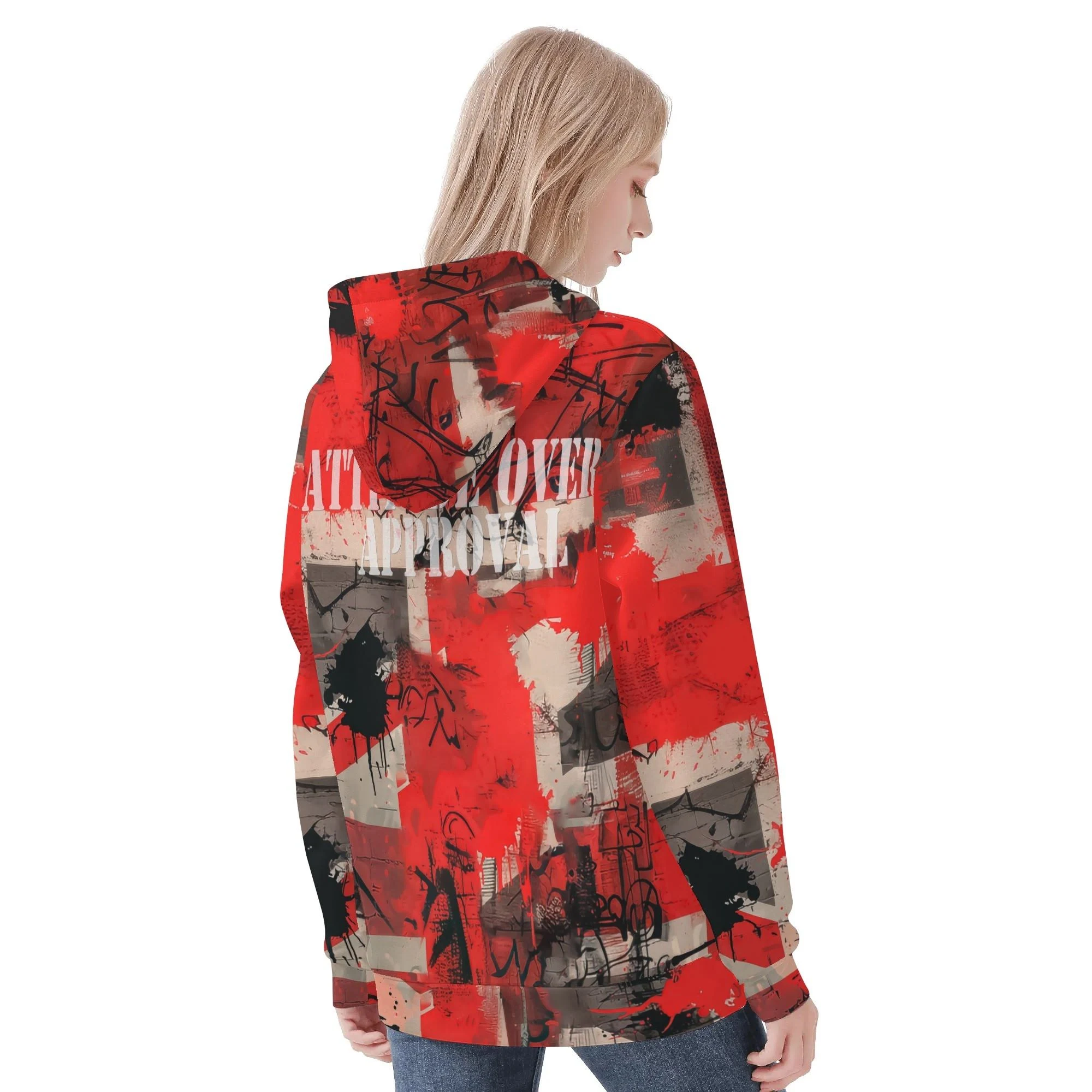 Sudadera de mujer con diseño alternativo “Attitude Over Approval” y forro cálido para invierno