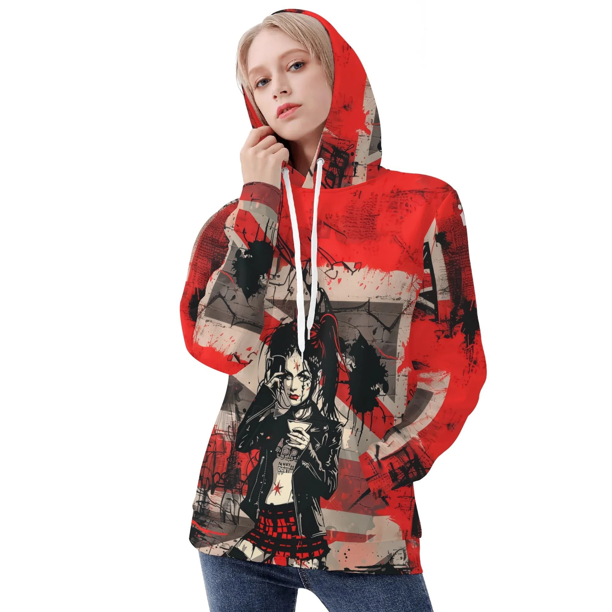 Sudadera de mujer con diseño alternativo “Attitude Over Approval” y forro cálido para invierno