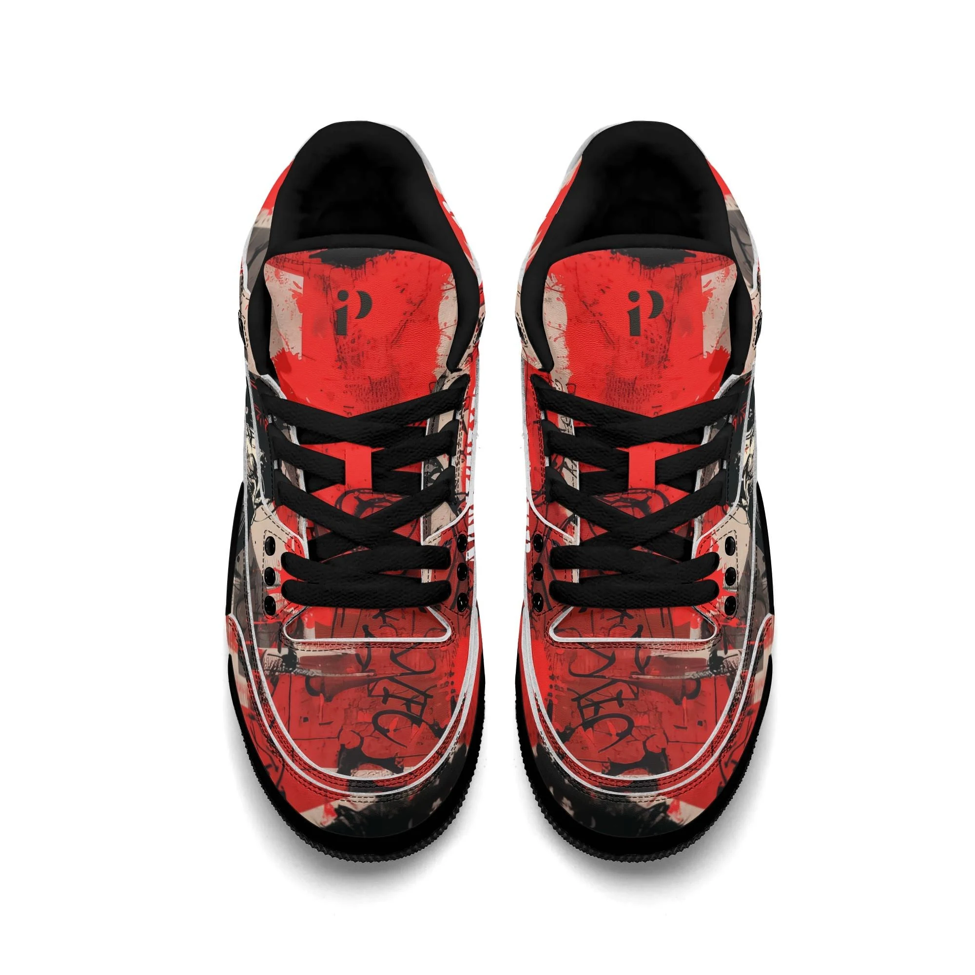 Zapatillas altas retro para hombre con diseño gráfico rojo y mensaje “Attitude Over Approval”