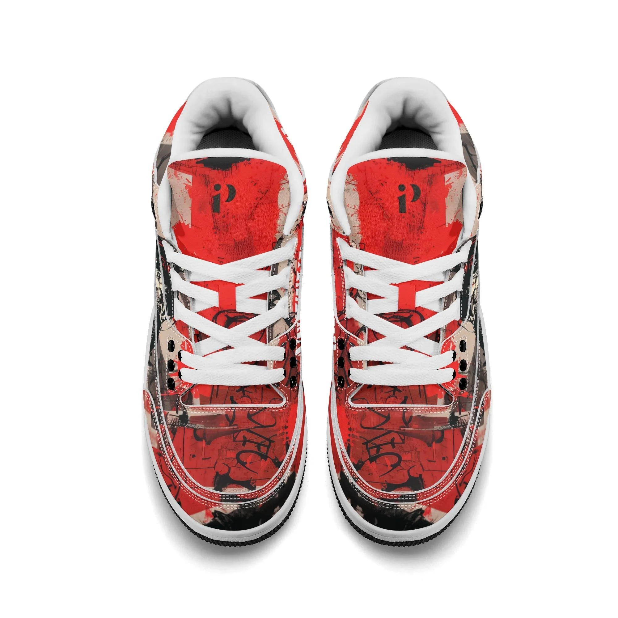 Zapatillas altas retro para hombre con diseño gráfico rojo y mensaje “Attitude Over Approval”