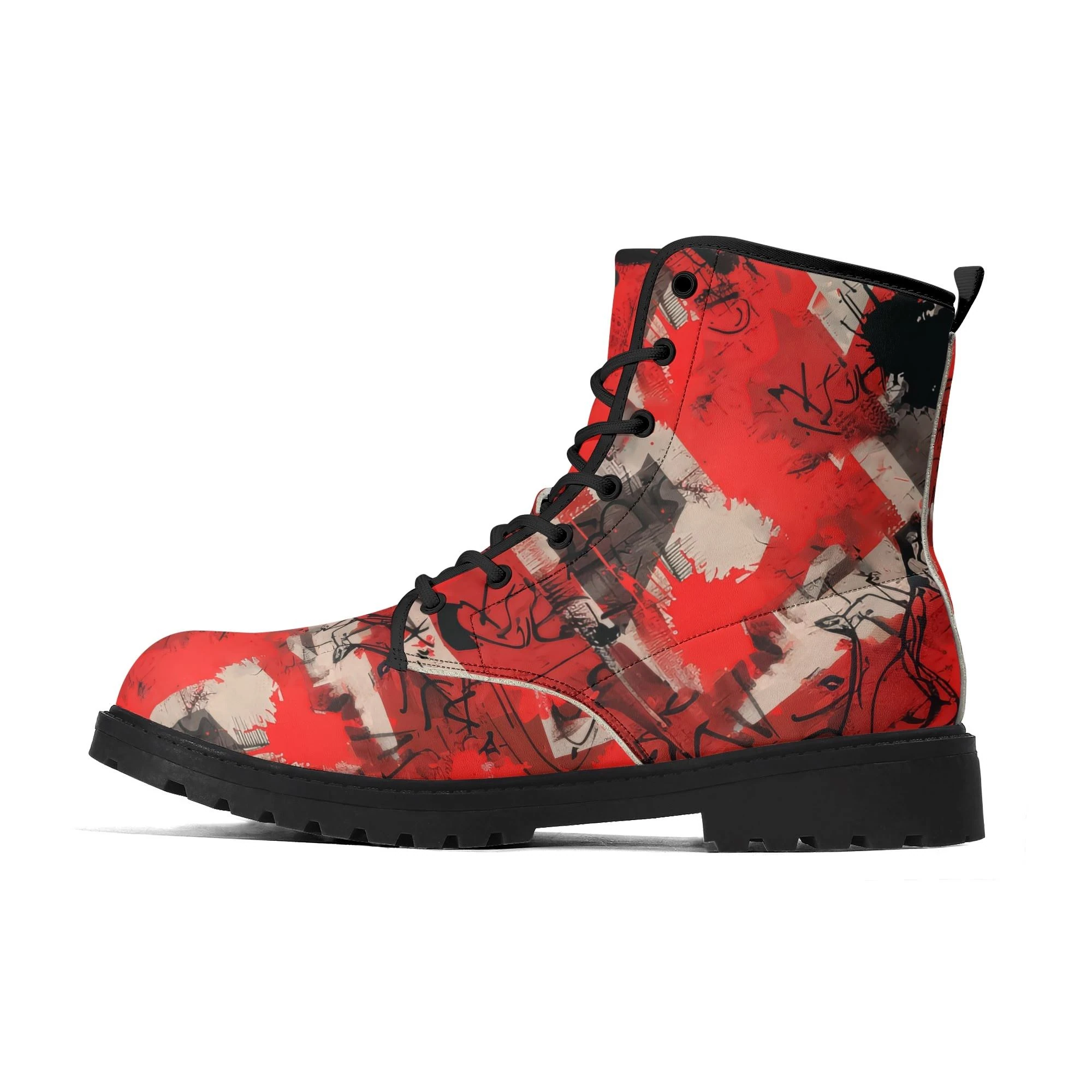 Botas de hombre "Attitude Over Approval" con diseño gráfico rojo y frase en el lateral