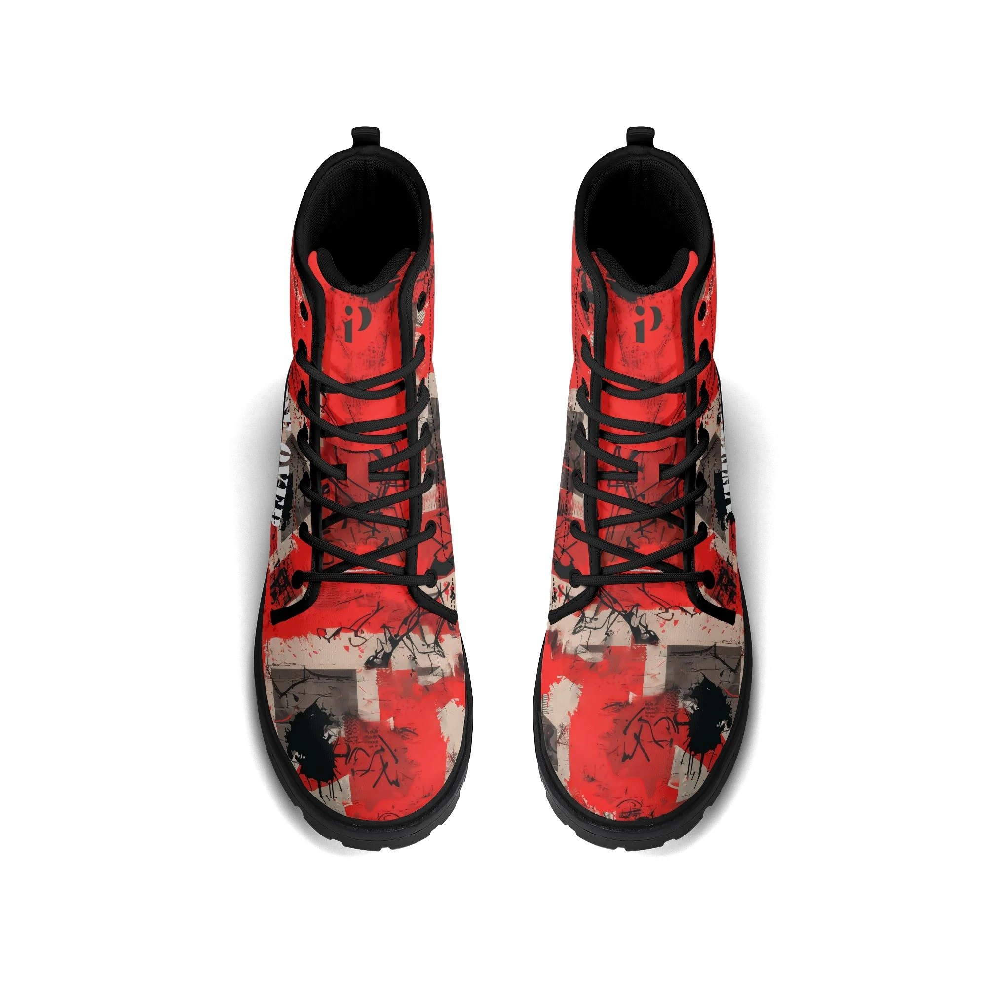 Botas de hombre "Attitude Over Approval" con diseño gráfico rojo y frase en el lateral