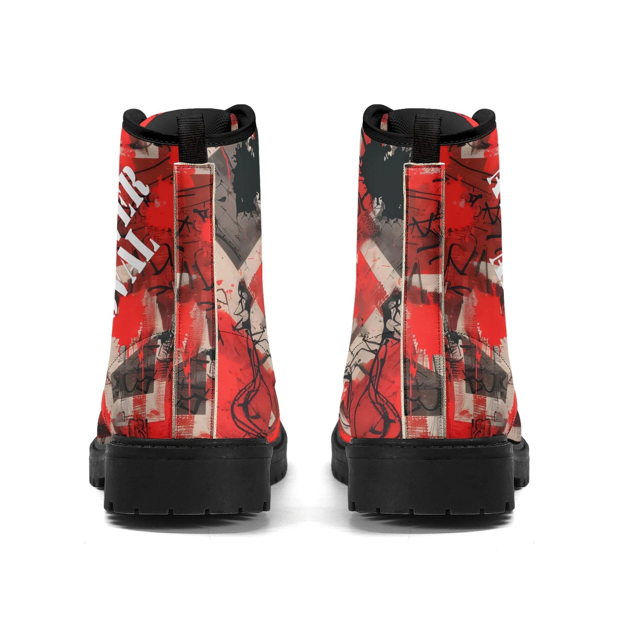 Botas de hombre "Attitude Over Approval" con diseño gráfico rojo y frase en el lateral